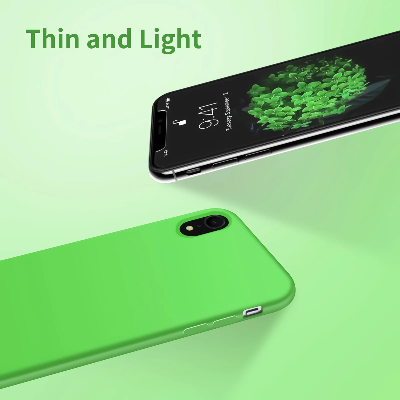 DL3 Mobilak Liquid Silicone Protective Case for iPhone XR with Camera Protection and Microfiber Lining - Neon Green