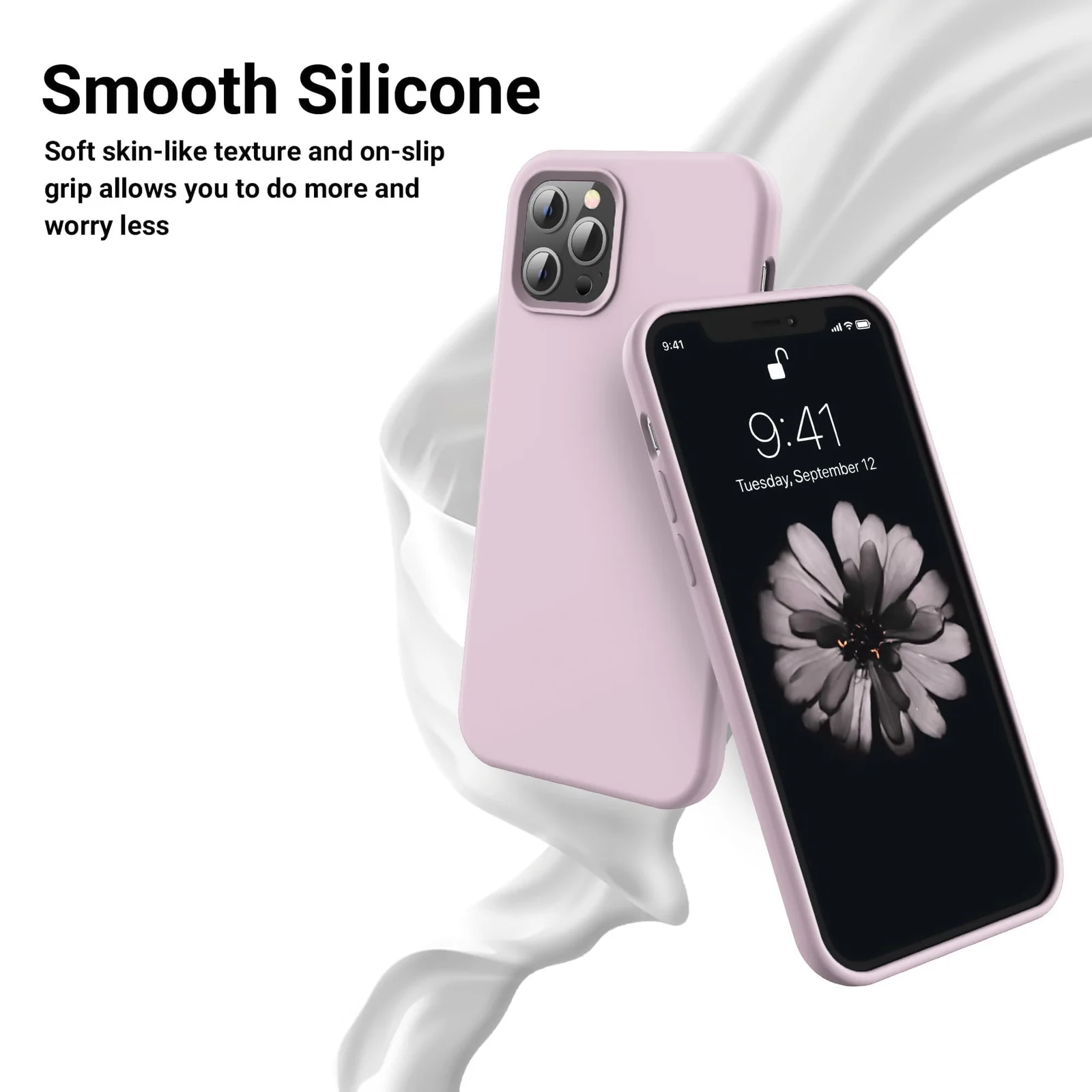 DL3 Mobilak Liquid Silicone Protective Case for iPhone 15 Pro Max with Camera Protection and Microfiber Lining - Light Pink