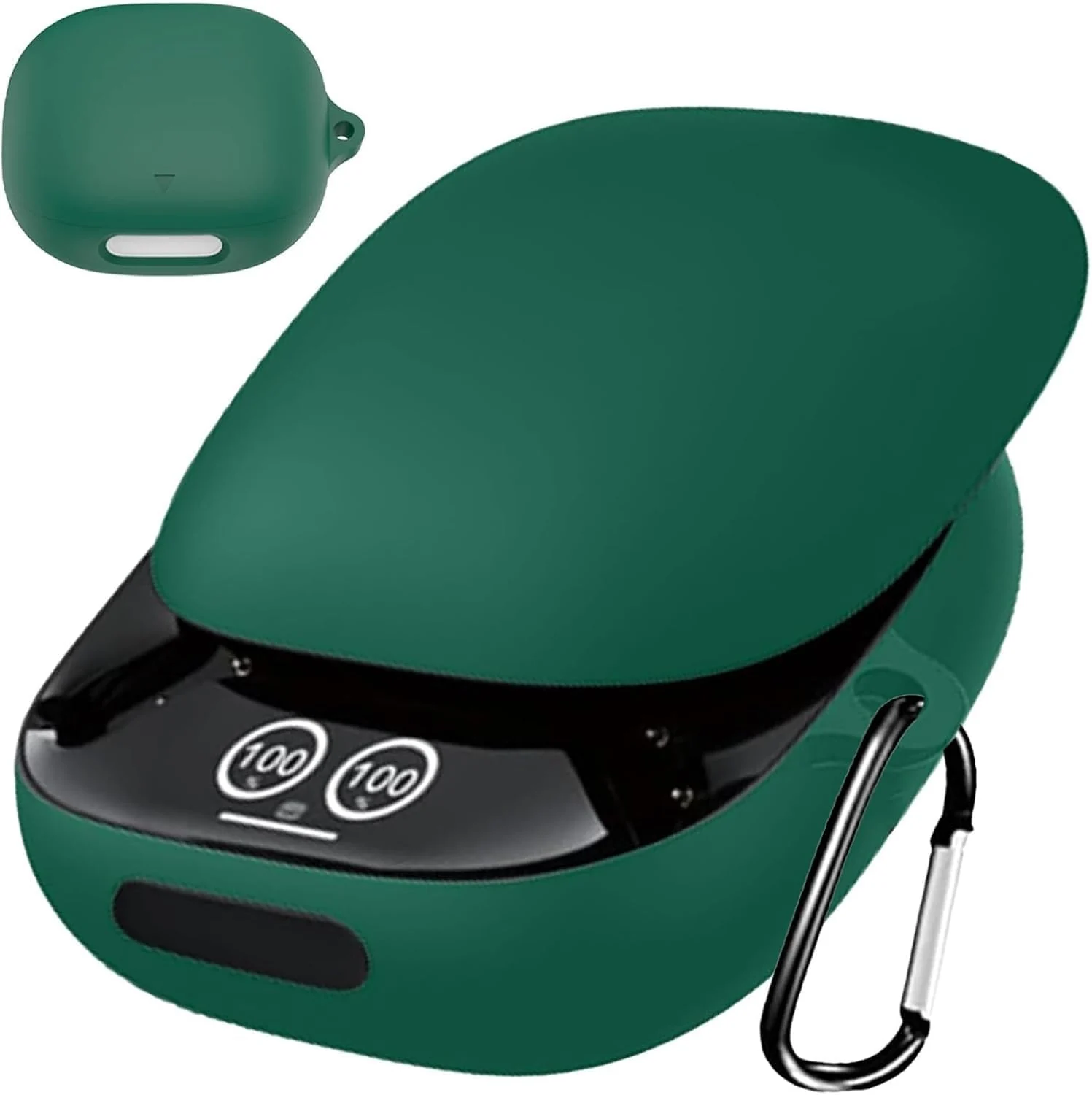 DL3 Mobilak Compatible with Anker Soundcore Liberty 4 Pro Case Cover, Soft Silicone Shockproof Protective Wireless Earbuds with Carabiner, Front LED Visible - Green