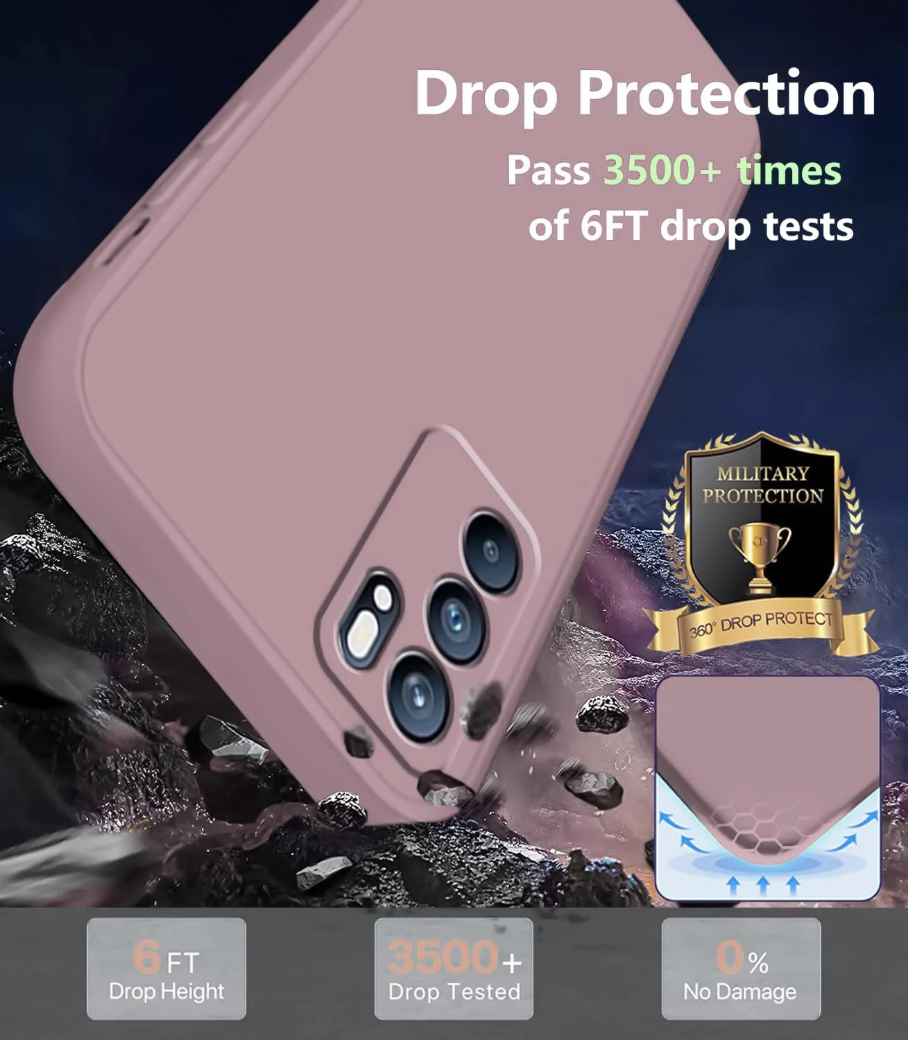 DL3 Mobilak Liquid Silicone Protective Case with Soft Microfiber Lining with Full Camera Protection for OPPO Reno 6 5G - Cashmere