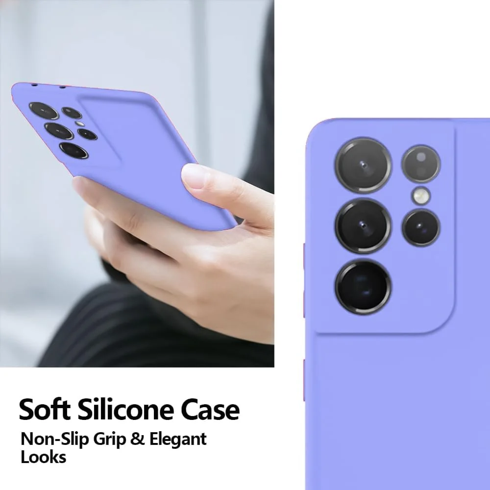 DL3 Mobilak Samsung Galaxy S21 Ultra 5G Case, Soft Flexible Silicone Gel Rubber Bumper Cover, Slim Fit Full Body Shockproof Protective Phone Case - Baby Blue