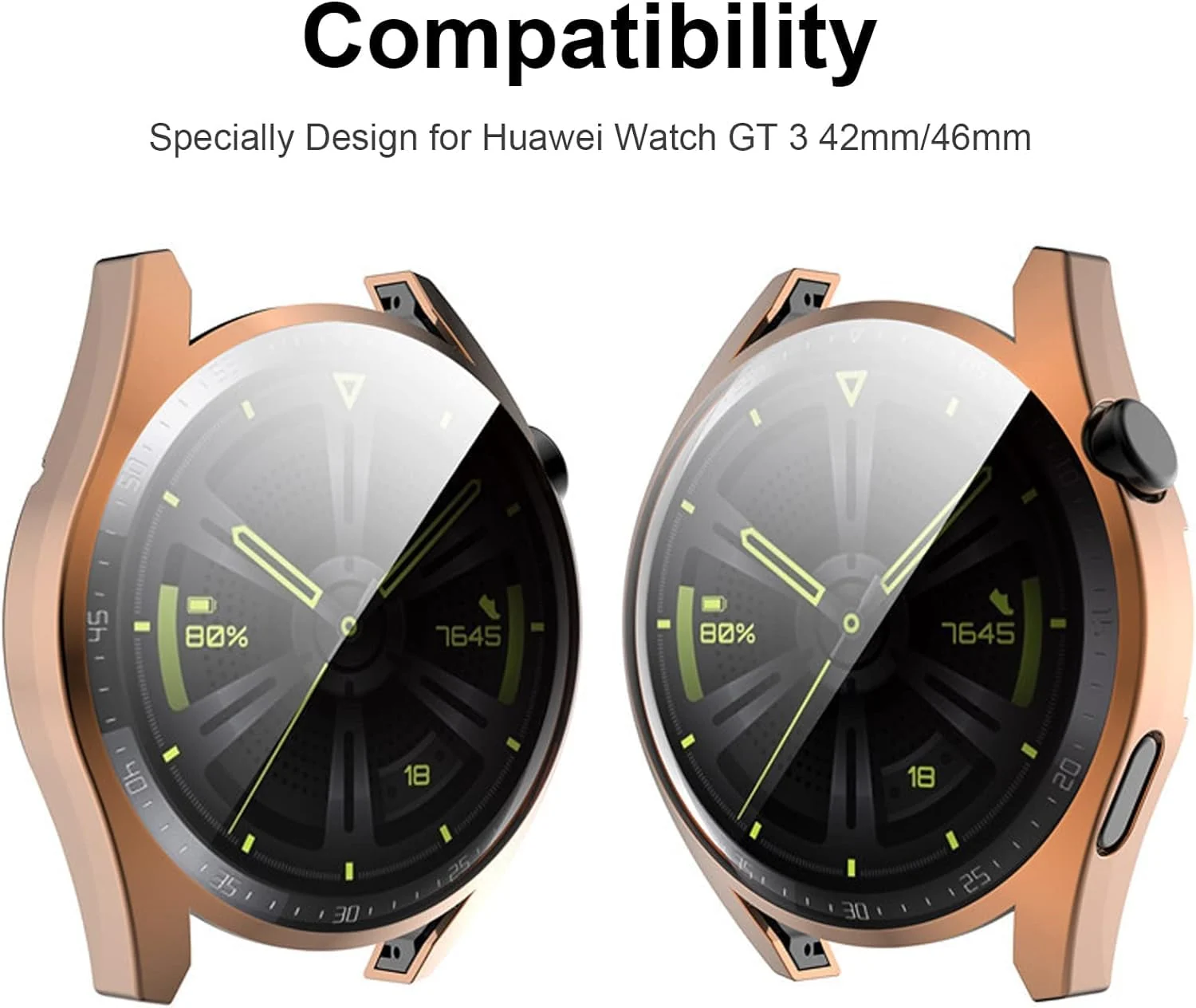 DL3 Mobilak Case Compatible with Huawei Watch GT3 46mm Case All-Around Screen Protector Watch Soft TPU Shockproof Cover Slim Guard Thin Bumper Shell Protector - Rose Gold