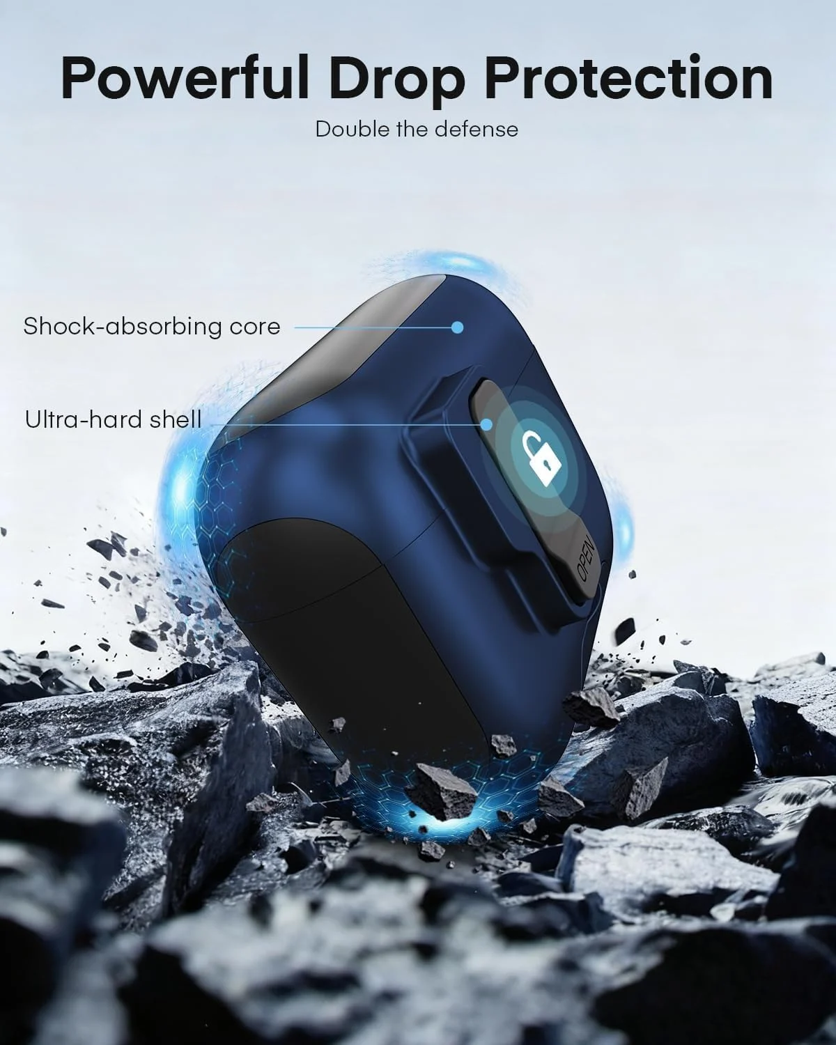 DL3 Mobilak Case for AirPods Pro 3 (2025) Cover with Lock, Compatible with AirPods Pro 3nd Generation/3st Generation (2025), Shockproof Cover for AirPods Pro 3 Case Men Women - Blue Black