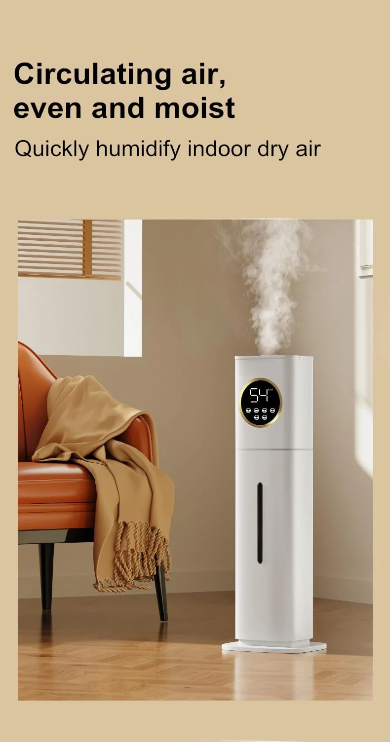 Mobigon Humidifiers for Bedroom Large Room - 8L Air Humidifier with Essential Oil Diffuser, Top Fill Cool Mist for Home Bedroom Baby Nursery Whole House Office Plant - A. White Gold