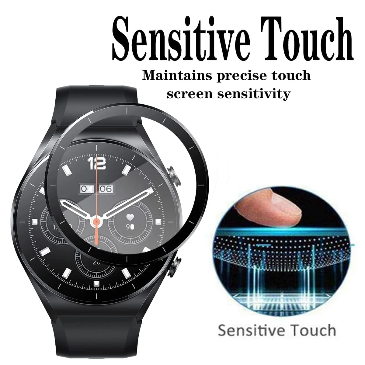 DL3 Mobilak Screen Protector For Xiaomi Watch S1, 3D Curved Soft Edge Protective Film [Anti-Scratch] [Bubble Free] [Ultra Shatterproof] [High Sensitive] (Not Glass) - Black