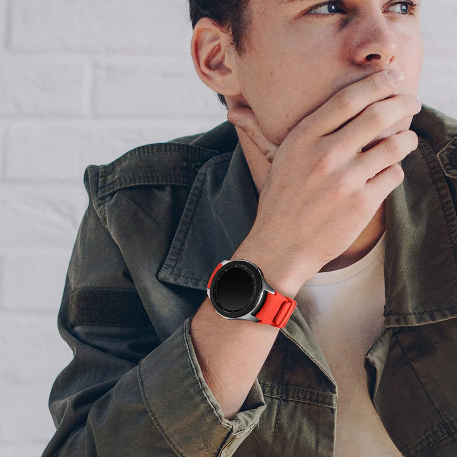 DL3 MOBILAK Silicone Bands 22MM Strap Compatible with Samsung galaxy watch3 45mm/galaxy 46mm/Gear S3/Huawei watch GT3 46MM/GT2E/GT2 Pro/GT GT2 46MM/Honor Magic Watch2 46mm/Amazfit GTR 2/2e/3/4 - Red