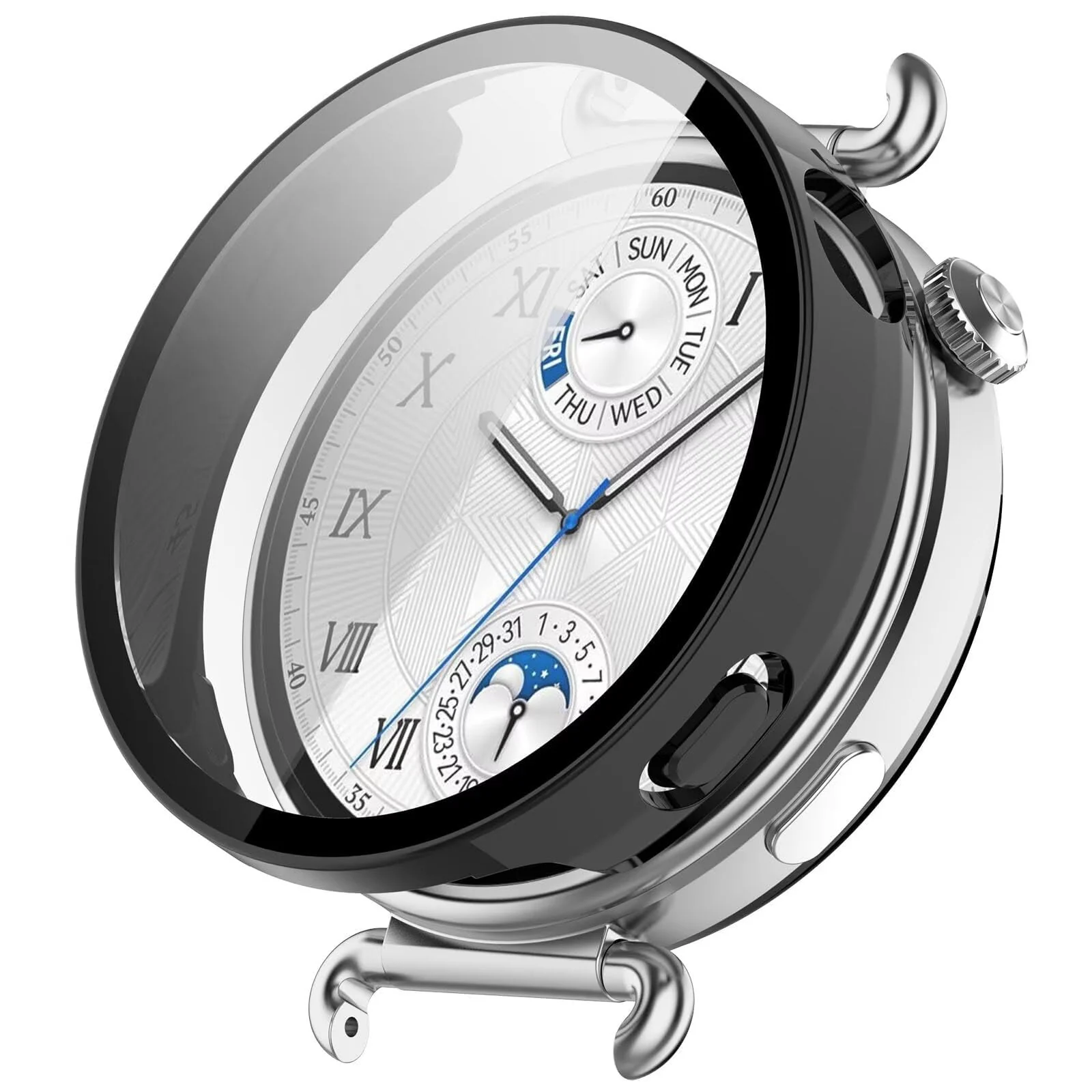 Dl3 Mobilak Case Compatible with Huawei Watch GT 6 41MM, Full Coverage Slim Hard Case Protective Bumper Built-in Tempered Glass Screen Protector Shell for Huawei Watch GT6 41MM - Black