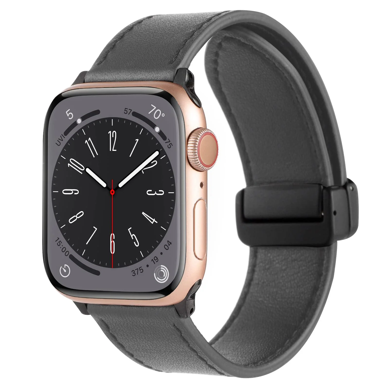 DL3 Mobilak Leather Bands Compatible with Apple Watch Band 49mm 45mm 44mm 42mm, Leather Magnetic Buckle Design Strap For iWatch Ultra Ultra 2 SE Series 9 8 7 6 5 4 3 2 1 Wristband For Men Women - Black