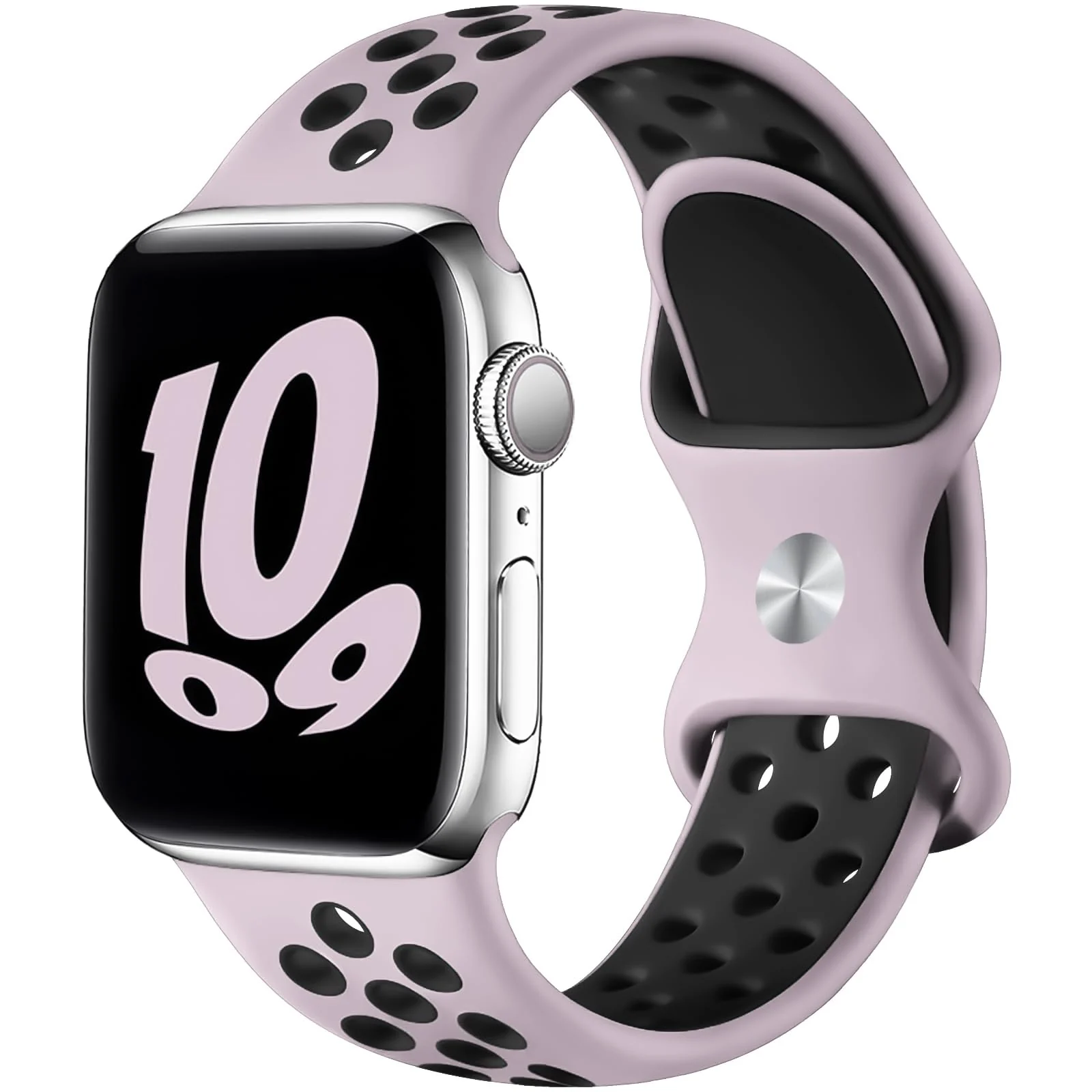 38mm/40mm/41mm — DL3 Mobilak Sport Strap For Apple Watch 49mm 45mm 44mm 42mm 41mm 40mm 38mm, Breathable Silicone Double Hole Band, for iWatch Ultra 2 Series 9 8 7 6 5 4 3 SE (&, 38mm/40mm/41mm) - Pink & Black