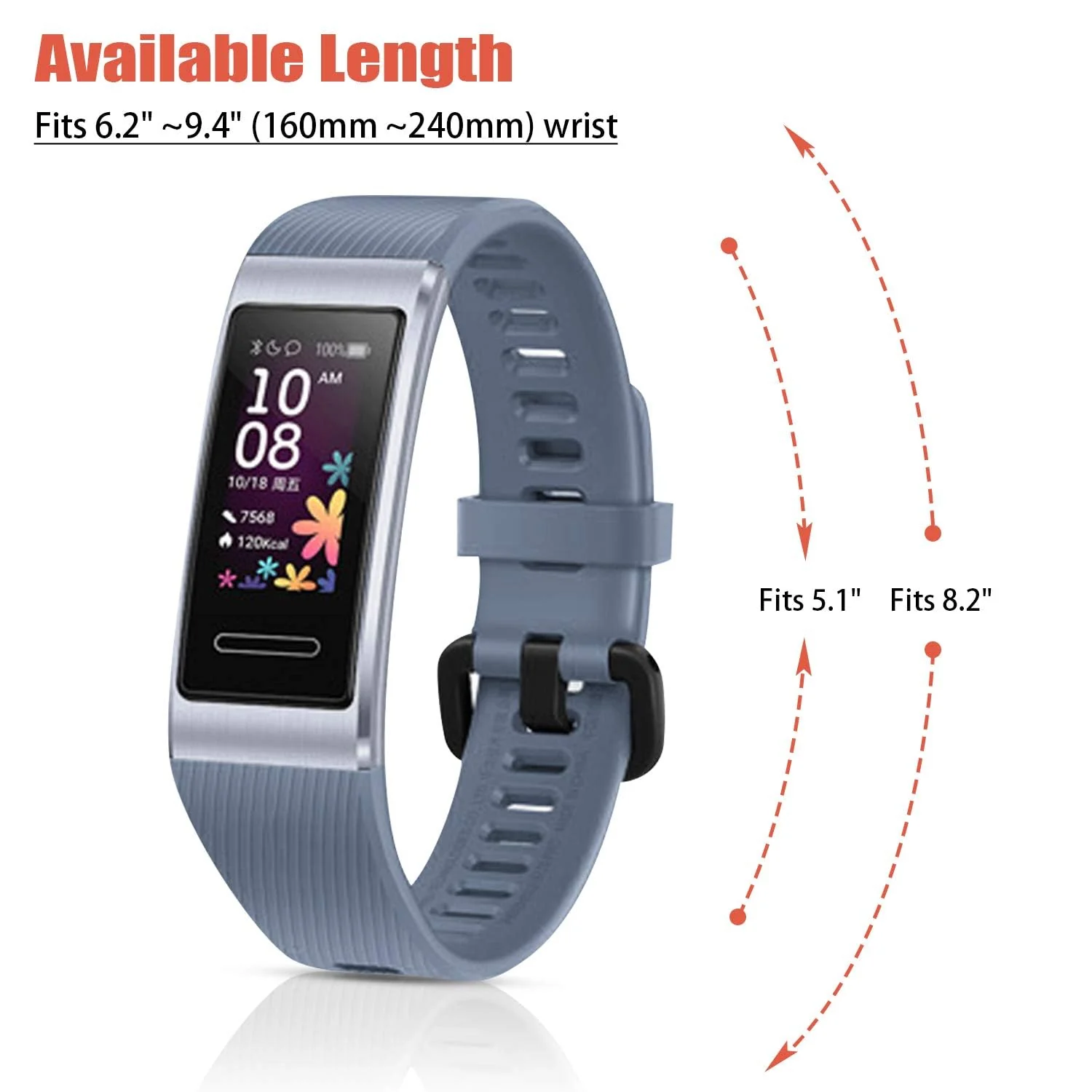 DL3 Mobilak Strap Compatible with Huawei Band 4 Pro/Huawei Band 3 Pro/Huawei Band 3, Soft Silicone Sports Bracelet for Huawei Band 4 Pro/Band 3 Pro/Band3 - Rock Blue