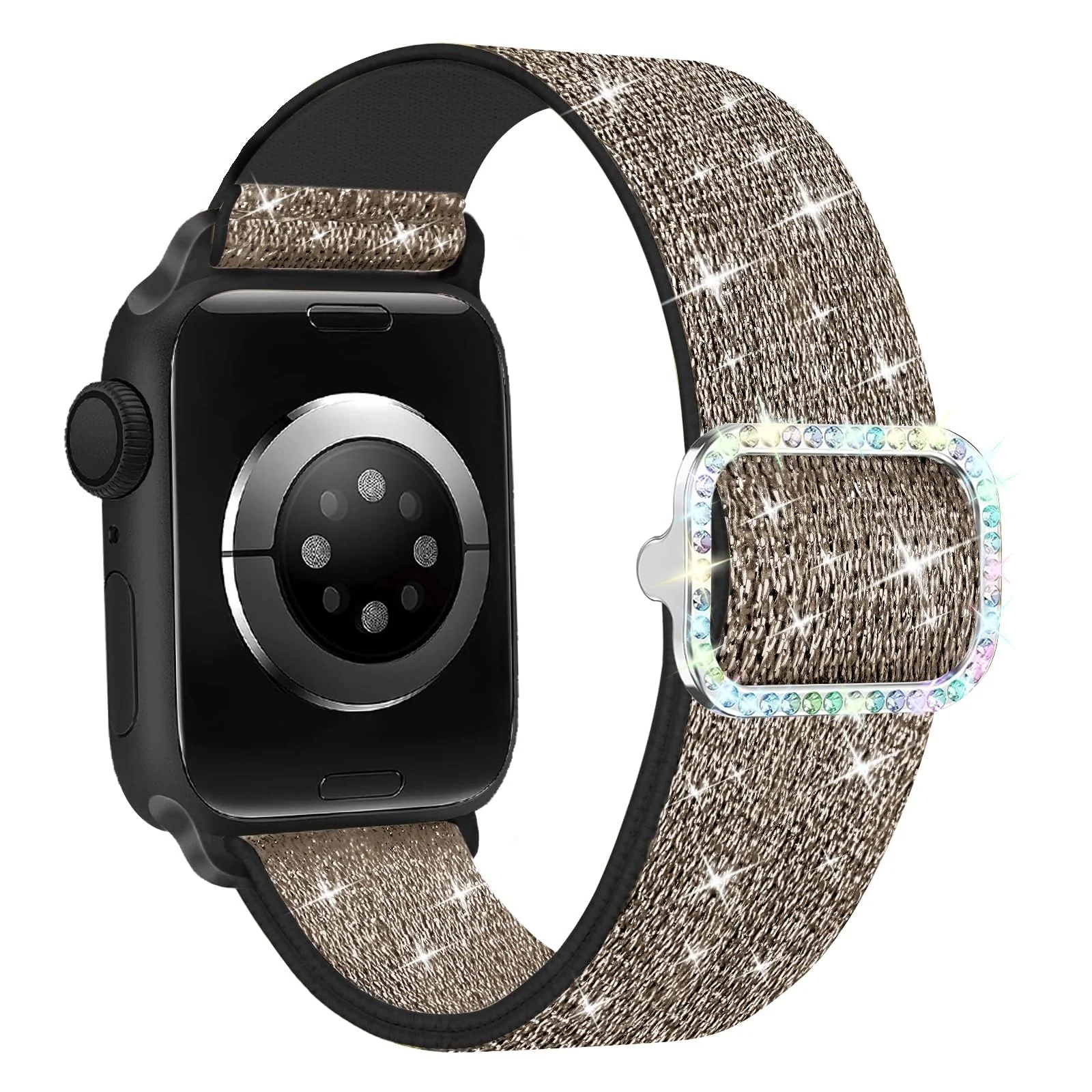 DL3 Mobilak Stretchy Bling Band For Apple Watch 49mm 46mm 45mm 44mm 42mm Women, Nylon Sparkly Strap Solo Loop Glitter Wristband for iWatch Series 11 10 9 8 7 6 5 4 SE3 SE2 SE Ultra 3 2 1