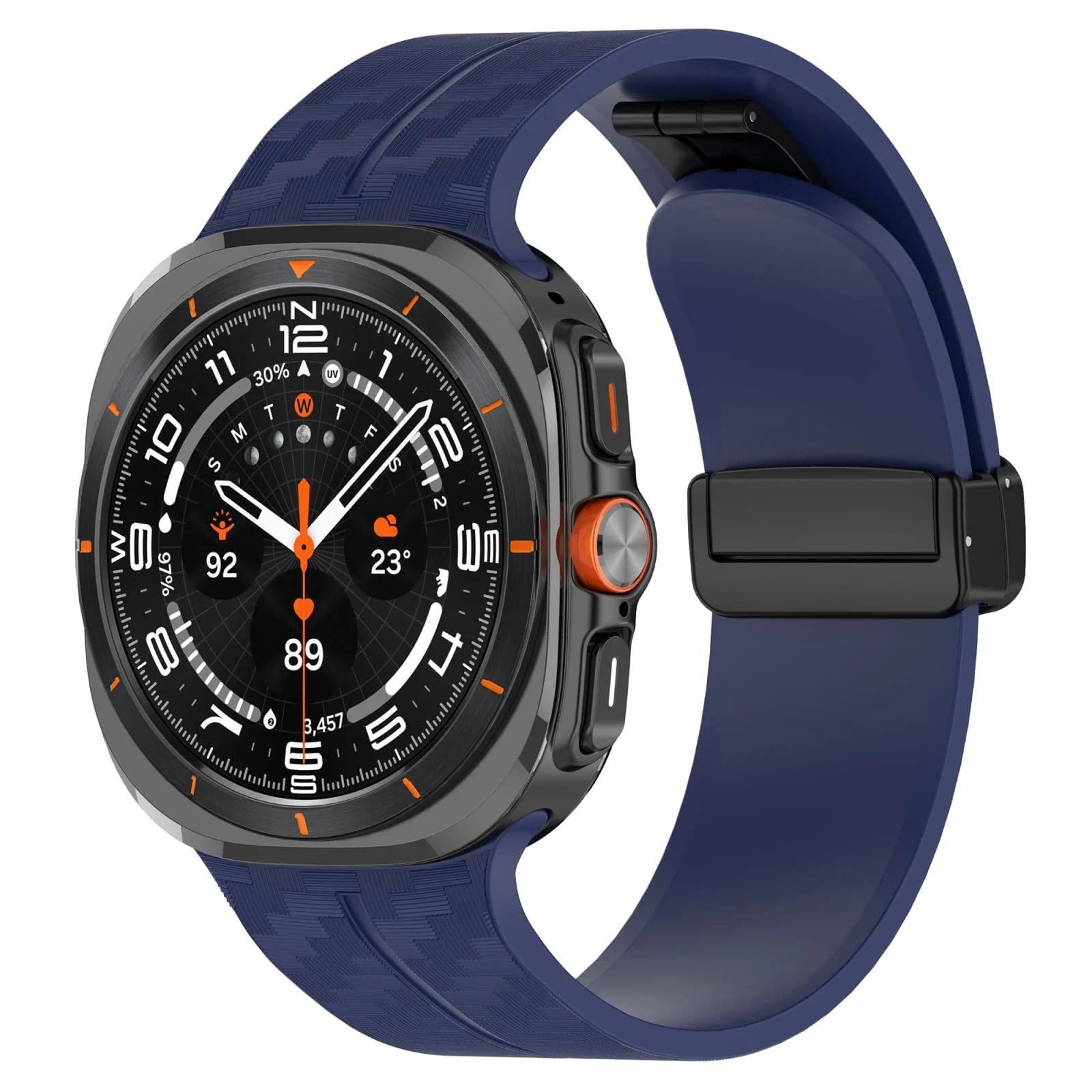 DL3 Mobilak Compatible for Samsung Galaxy Watch Ultra Band 47mm for Men Women, Soft Silicone Waterproof Sport Strap with Magnetic Clasp, Stylish Carbon Fiber Replacement Galaxy Watch 7 Ultra Bands - Blue
