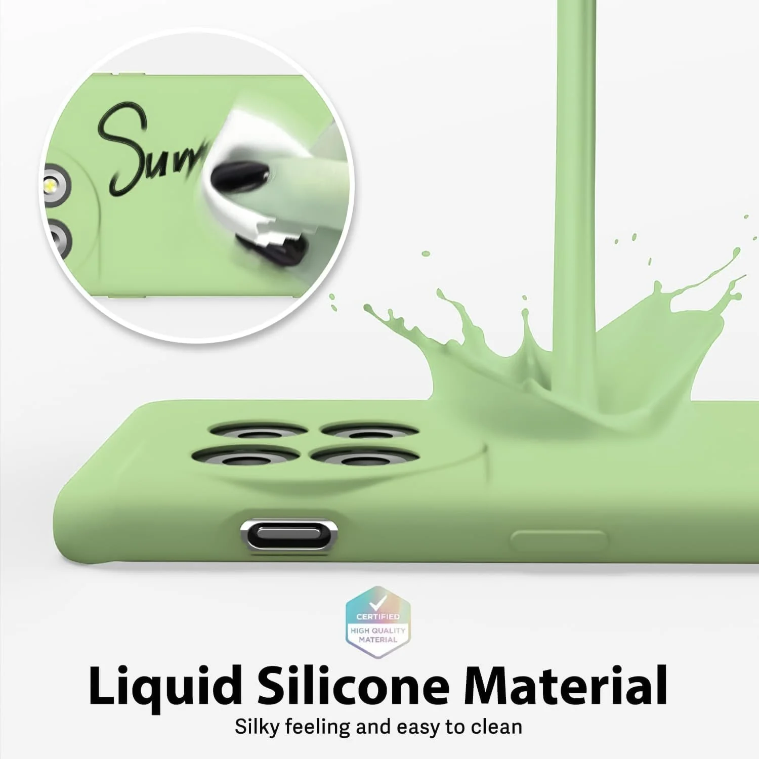 DL3 Mobilak Silicone Protective Case for OnePlus 11, Shock-absorbing protection, Built-in kickstand, Integrated ring holder - Mint Green