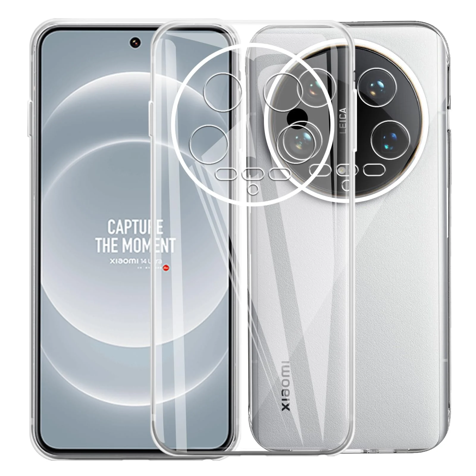 DL3 Mobilak Case Compatible with Xiaomi 14 Ultra Case Crystal Soft TPU Gel Case Flexible Silicone Anti-Scratch Camera Protection TPU Cover - Clear