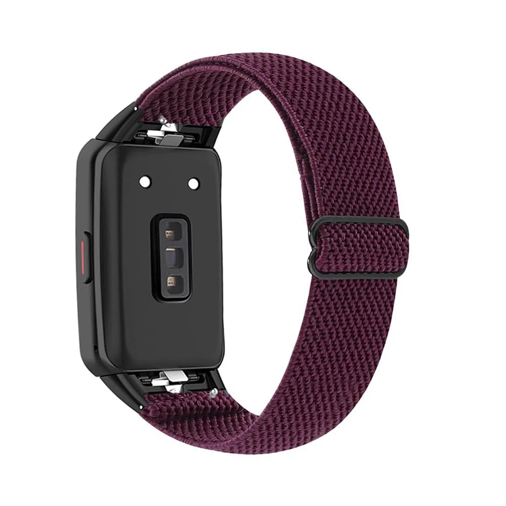 DL3 Mobilak Elastic Straps Compatible with Honor Band 6/Huawei Band 6 Pro/Huawei Band 6 Men Women, Adjustable Stretchy Bracelets Sport Nylon Replacement Bracelet - Wine Red