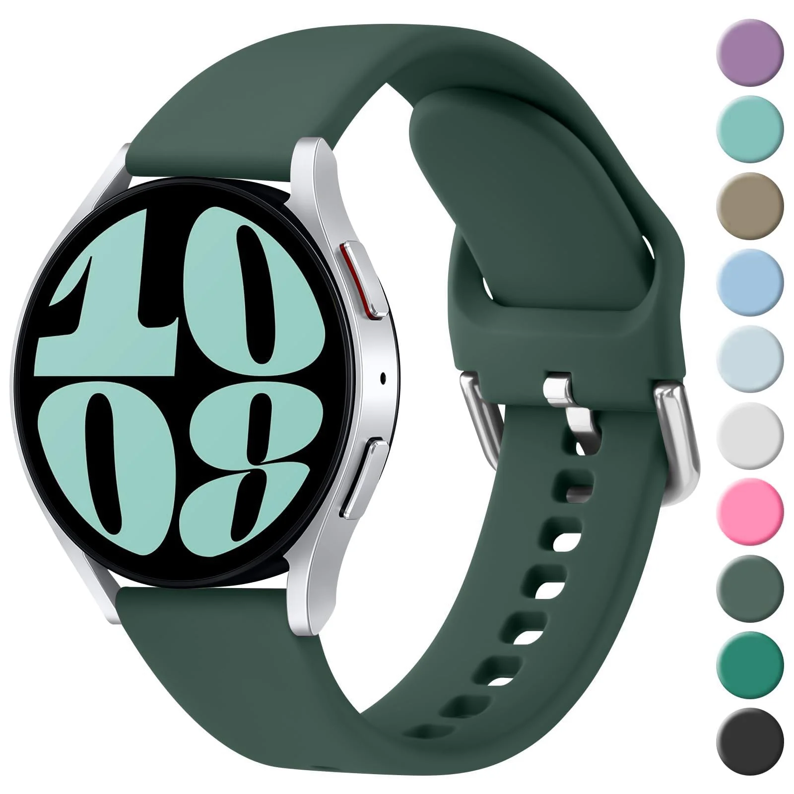 DL3 Mobilak Silicone Buckle Band 22MM Strap For Samsung Galaxy Watch3 45mm/Galaxy 46mm/Gear S3/Compatible with Huawei Watch GT4 GT3 46MM/GT2E/GT2 Pro/GT GT2 46MM/Amazfit GTR 2/2e/3/4 (Pine) - Pine Green