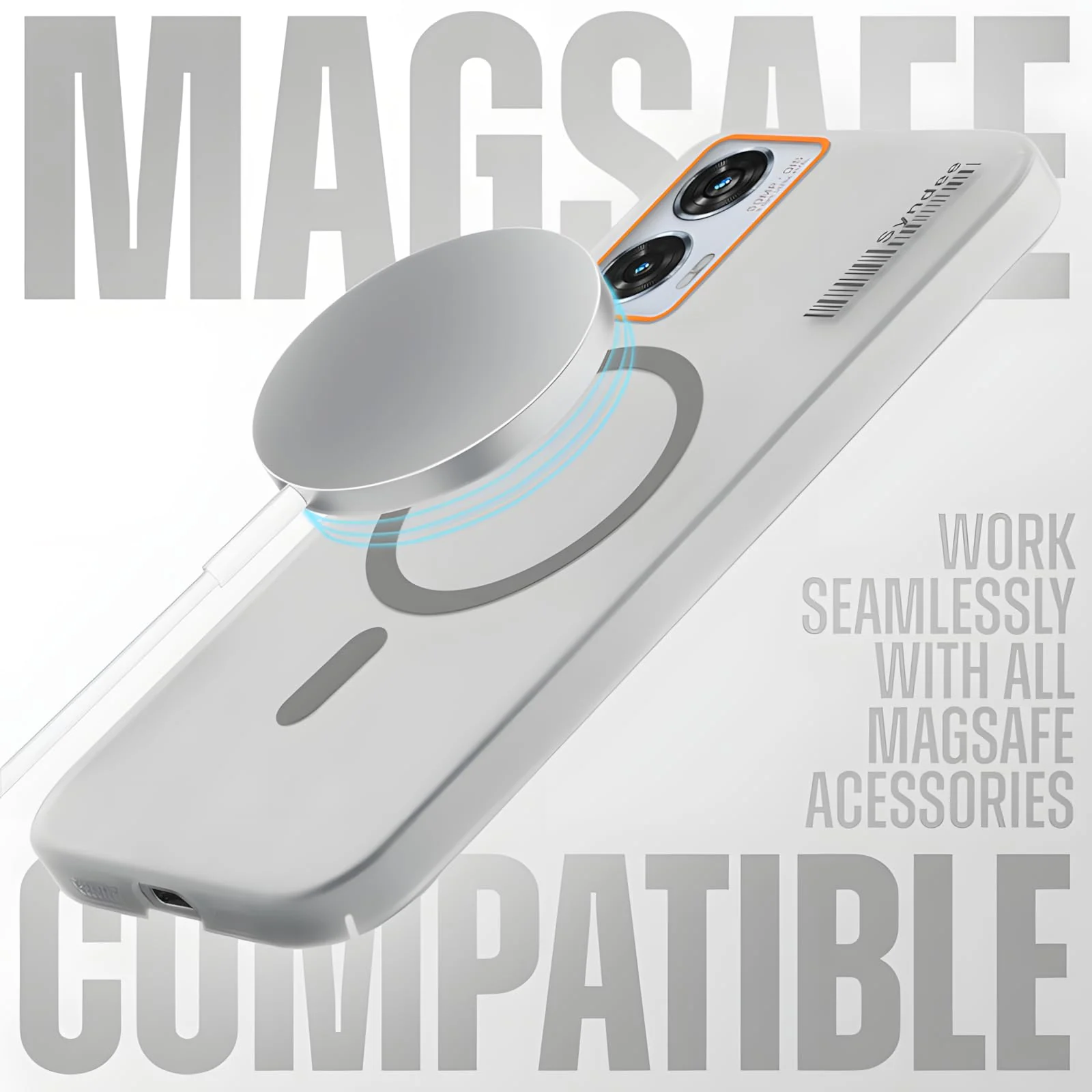 DL3 Mobilak Matte MagSafe-Compatible Magnetic Case for Motorola Edge 50 Fusion with Camera Protection and Ring Holder - Gray