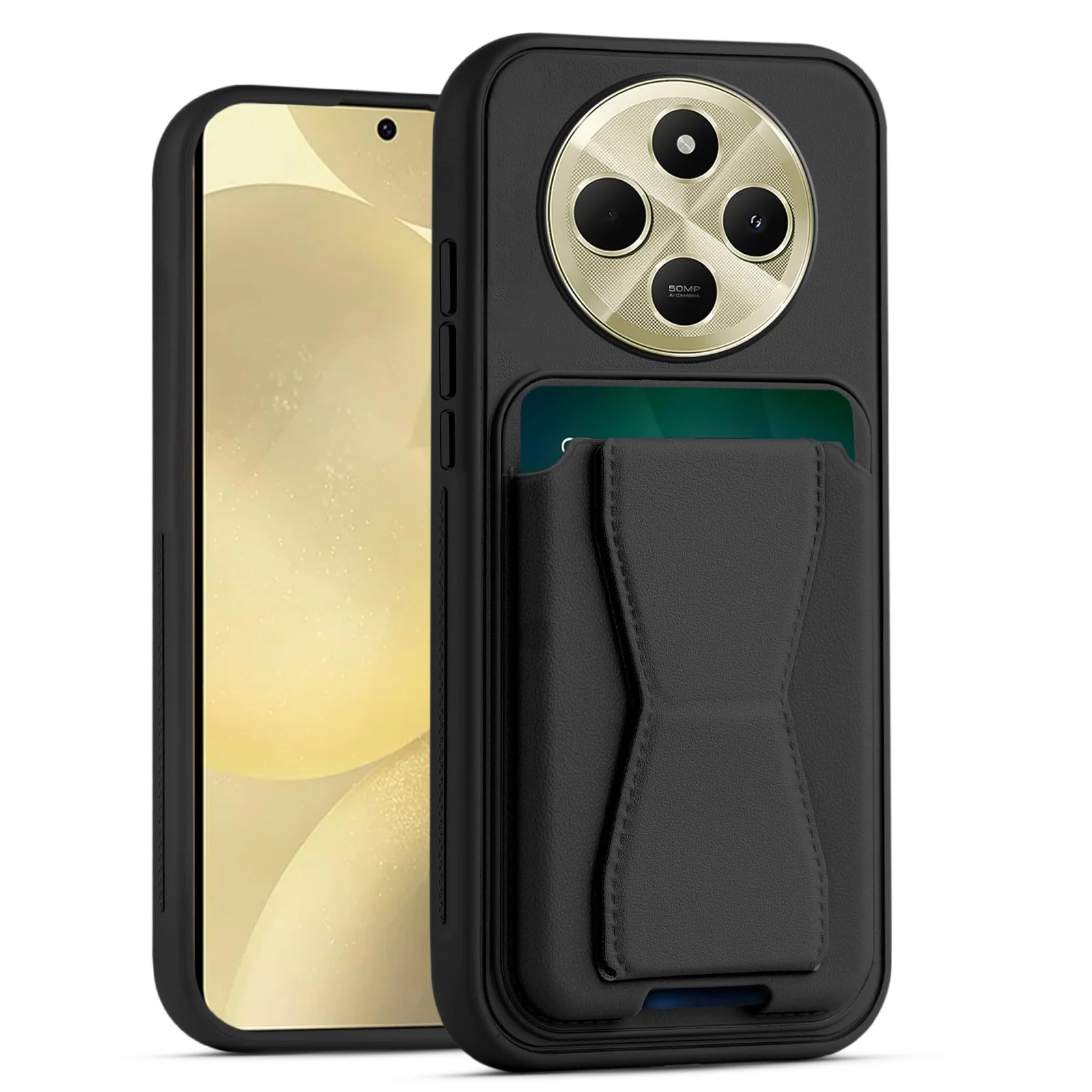 DL3 Mobilak Leather Wallet Case Compatible with Xiaomi Redmi 14C/Redmi A4/Poco C75, Leather Back Cover With TPU Frame, Shockproof Protective Phone Case with Card Holder Stand - Lavender Purple
