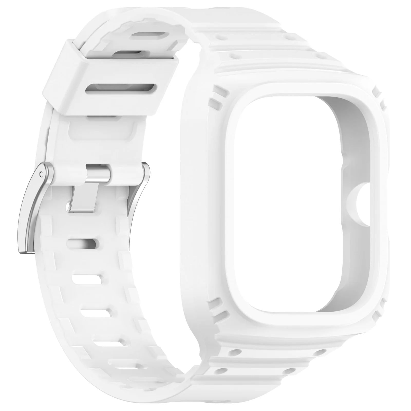 DL3 Mobilak Strap With Cover Compatible with Xiaomi Redmi Watch 4, Silicone Sport Band Replacement Watchband with Bumper Case for Redmi Watch 4, Adjustable Wristband - White