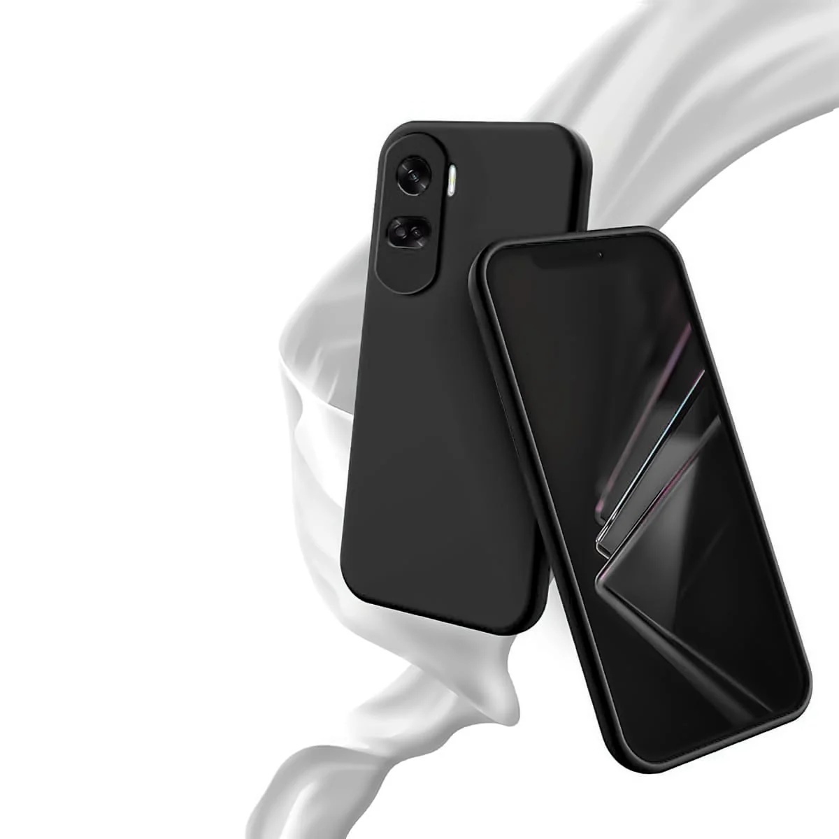 DL3 Mobilak Silicone Protective Case for Honor 90 Lite, Shock-absorbing protection, Scratch-resistant surface, Soft microfiber lining - Black