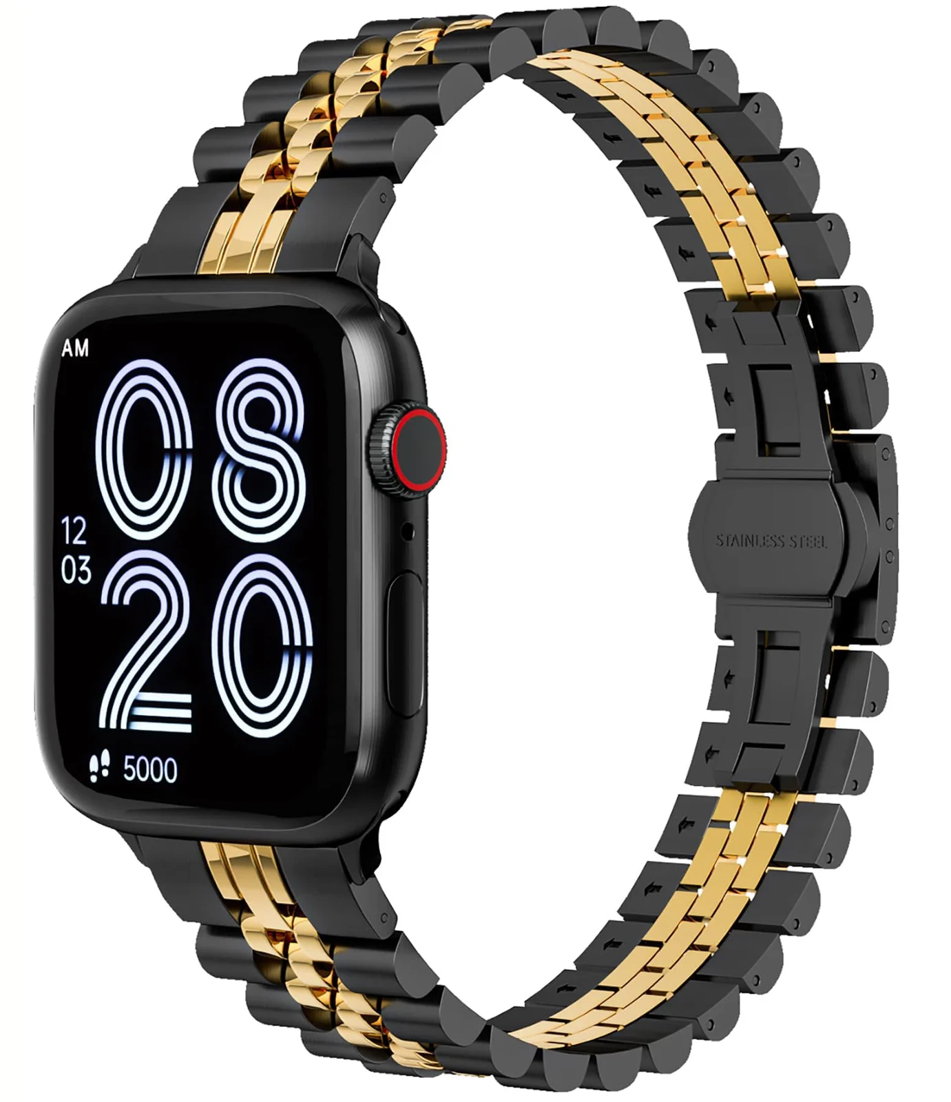 DL3 Mobilak Band For Apple Watch Ultra Band 49mm 45mm 44mm 42mm 41mm 40mm 38mm, Metal Stainless Steel Strap for iwatch Series 8 Ultra 7 6 5 4 3 2 1 Se (A. &, 38MM/40MM/41MM) - A.Black & Rose Gold