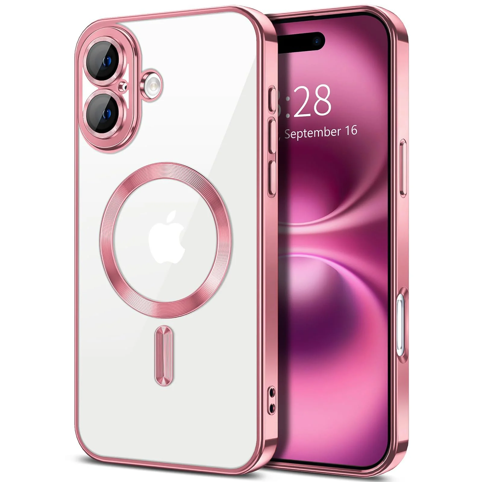 DL3 Mobilak Plated-Edge Protective Case for iPhone 17, Compatible with MagSafe accessories, Supports wireless charging, Camera protection - Rose Gold