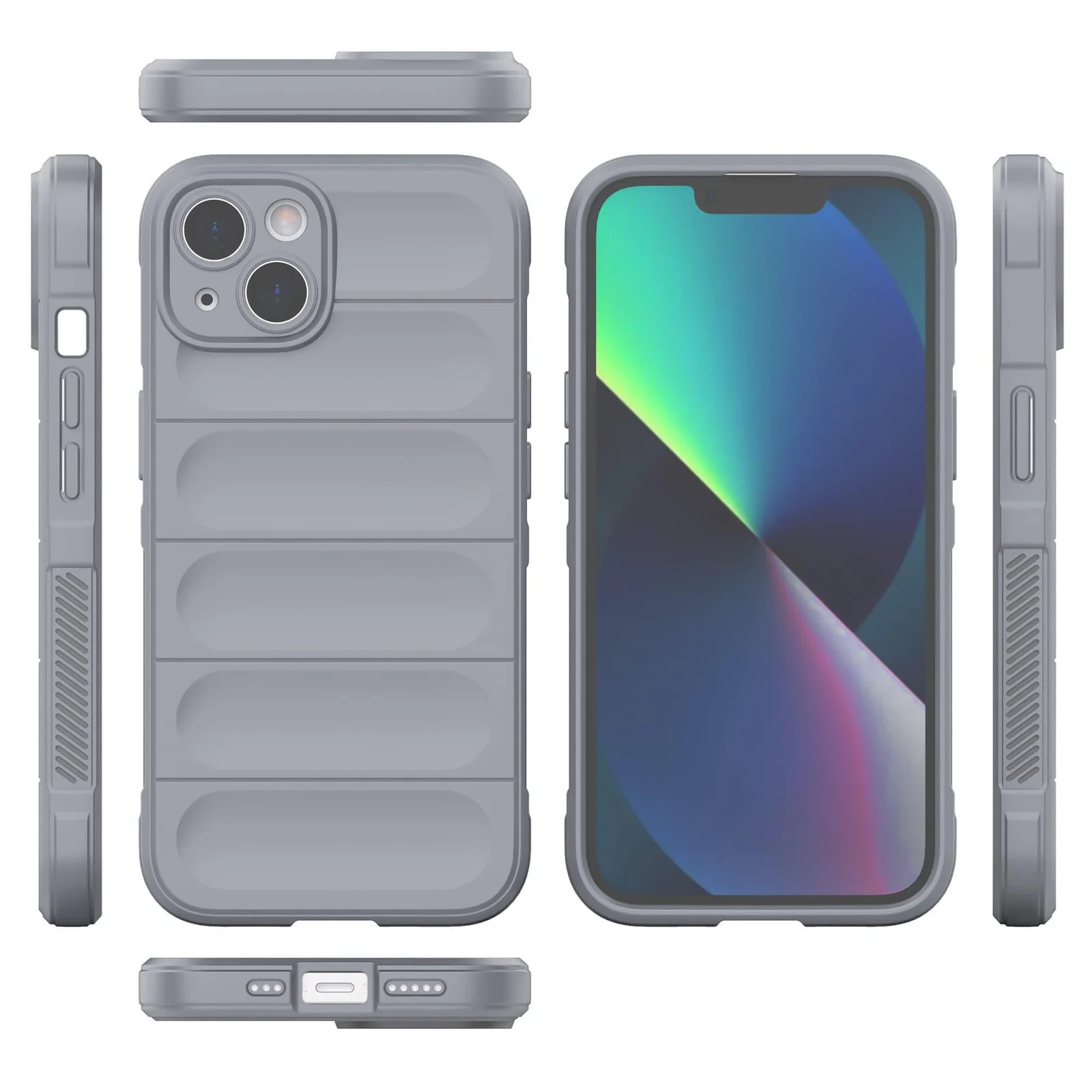 DL3 Mobilak Silicone Case for iPhone 15+ Plus 6.7-Inch Heavy Duty Protective [Slim Fit] Shockproof Soft Flexible Protective Design Shock-Absorption TPU Cover With Camera Protection - Gray