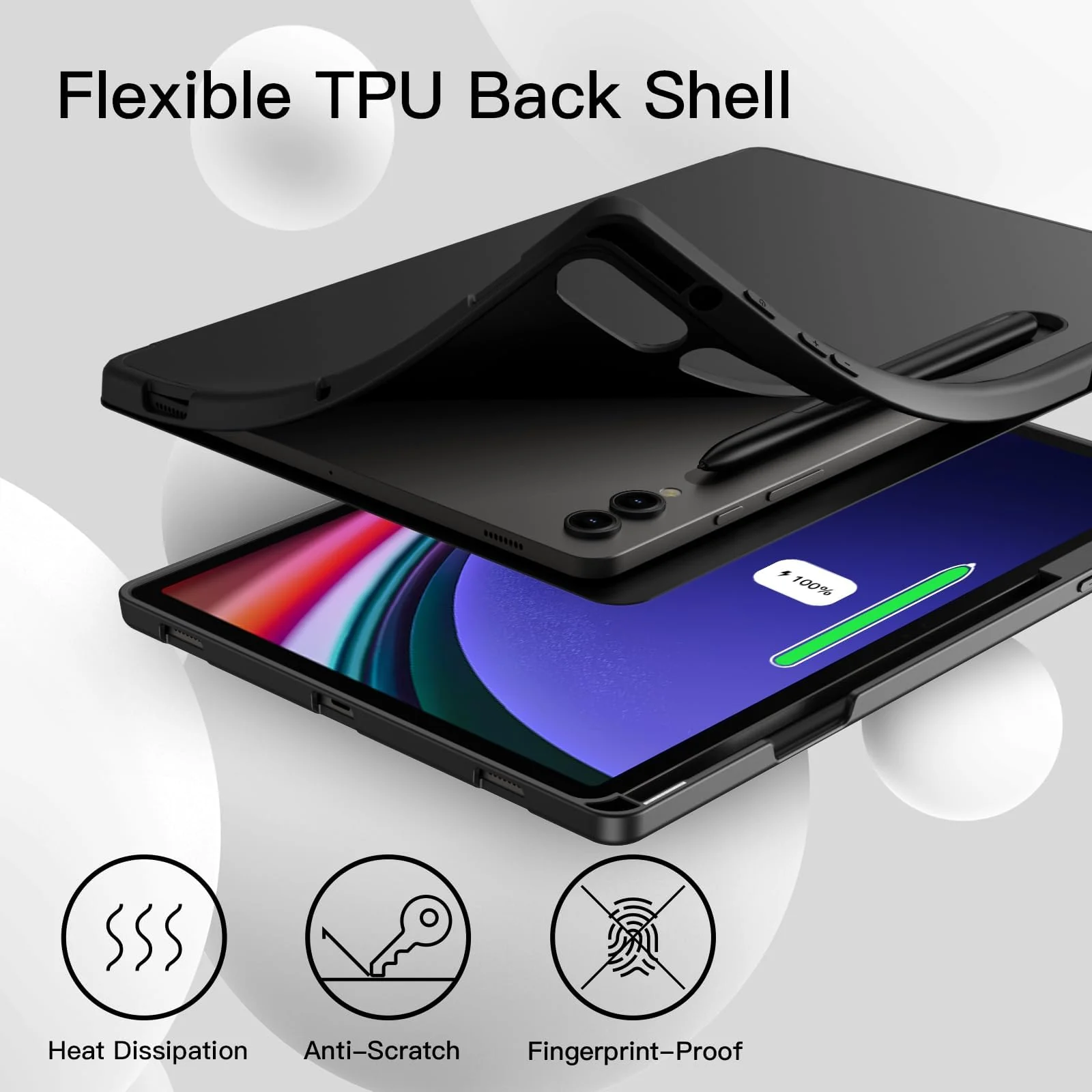 DL3 Mobilak Case for Samsung Galaxy Tab S9+ Plus/Galaxy Tab S9 FE+ Plus 12.4 Inch 2023 with S Pen Holder, Soft TPU Tri-Fold Stand Protective Tablet Cover, Auto Wake/Sleep - Black