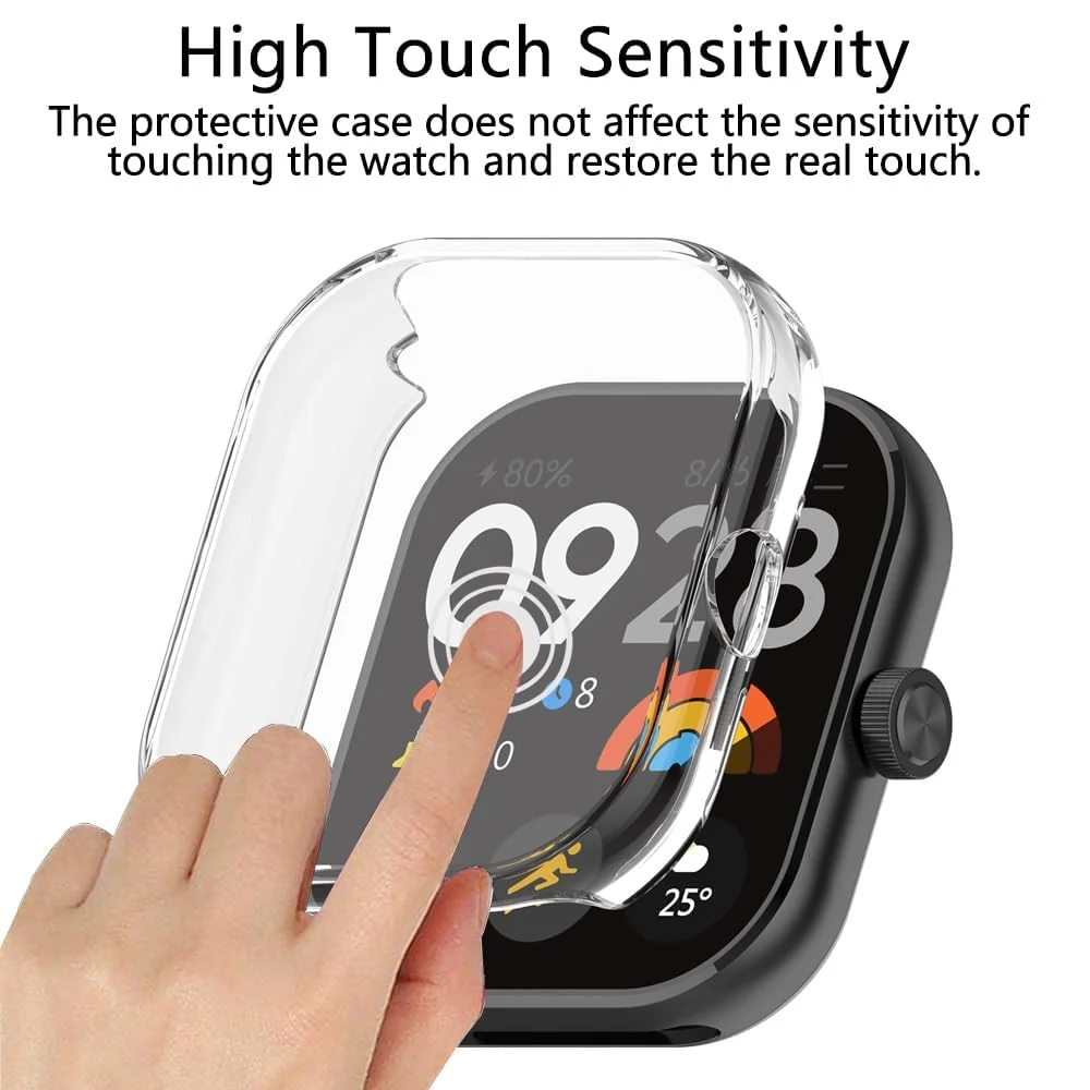 DL3 Mobilak Case Compatible with Xiaomi Redmi Watch 4 Case All-Around with Built-in Screen Protector Watch Soft TPU Shockproof Cover Slim Guard Thin Bumper Shell Protector - Clear