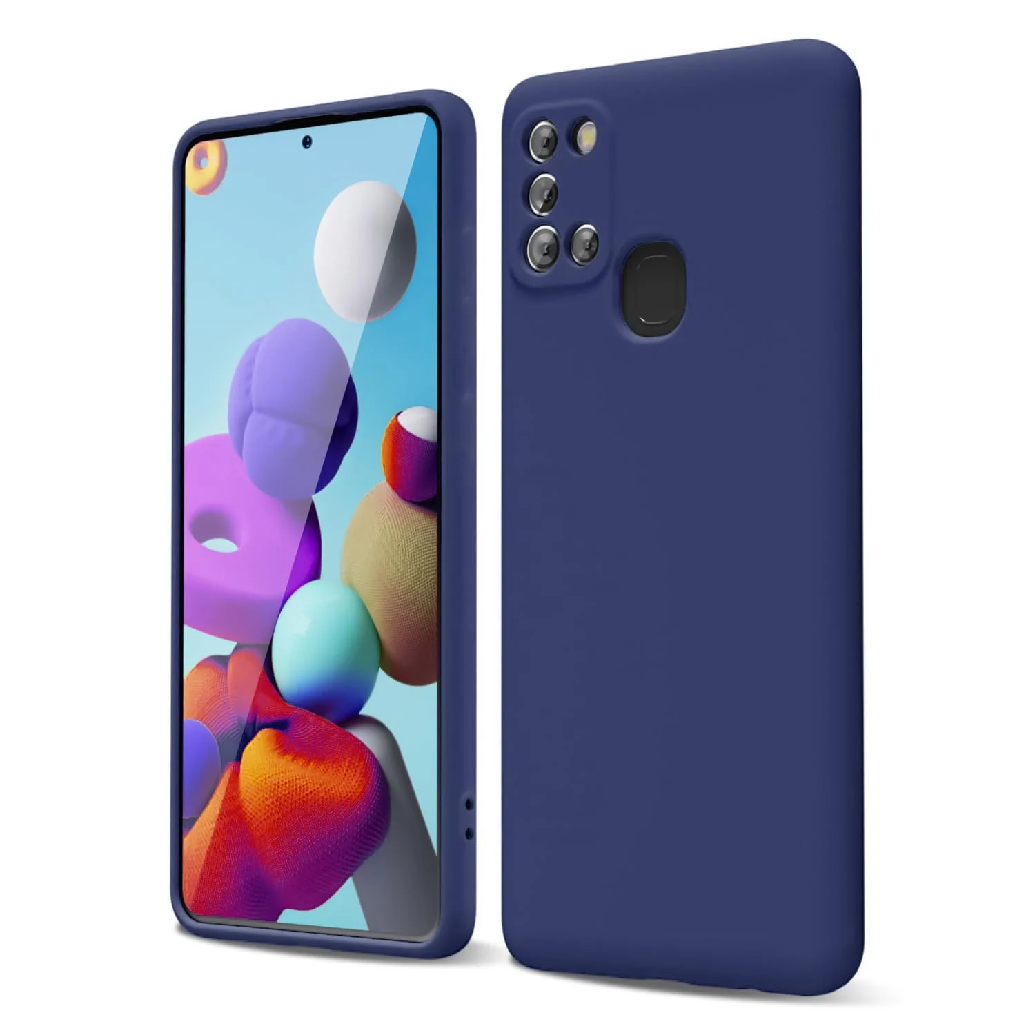 DL3 Mobilak Soft Silicone Protective Case for Samsung Galaxy A21s with Microfiber Lining and Shockproof Design - Blue 2