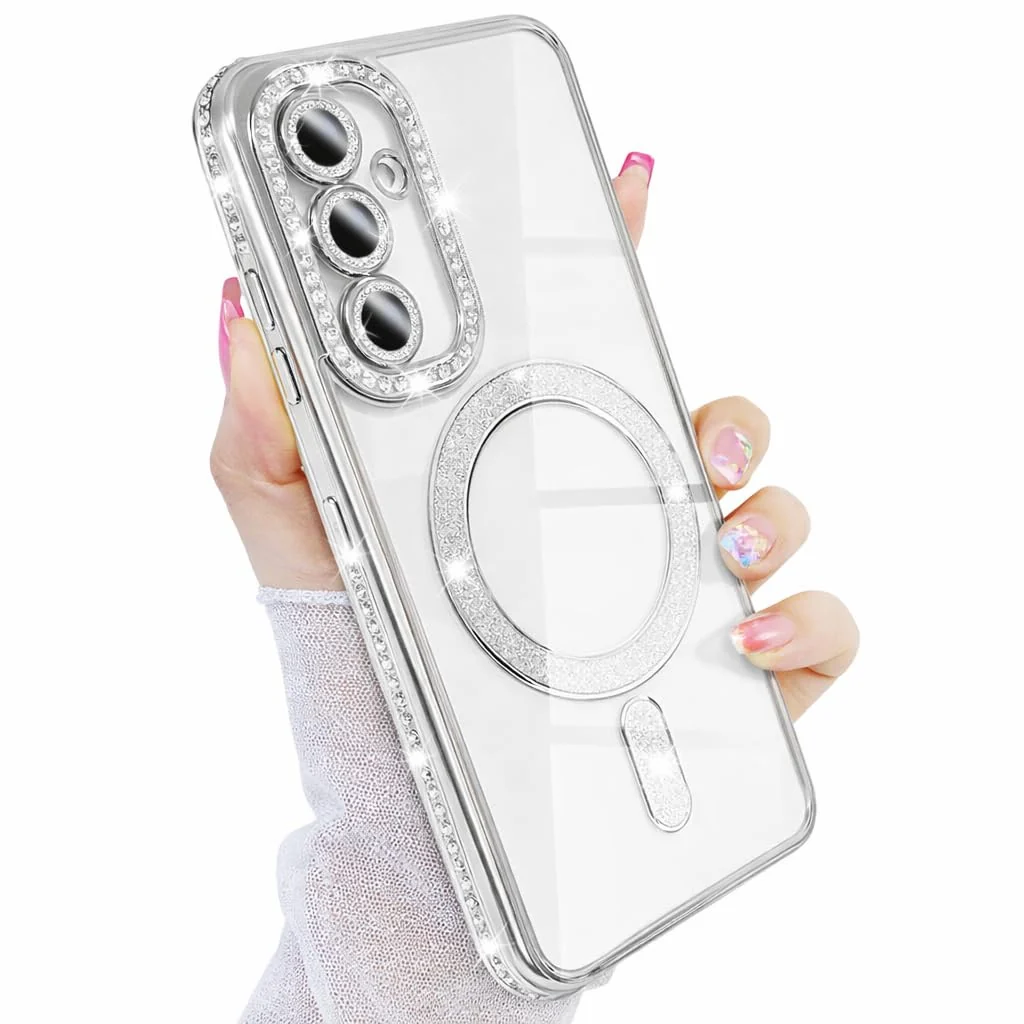 DL3 Mobilak MagSafe-Compatible Magnetic Case for Samsung Galaxy A17 with Camera Protection and Magnetic Car-Mount Support - Silver