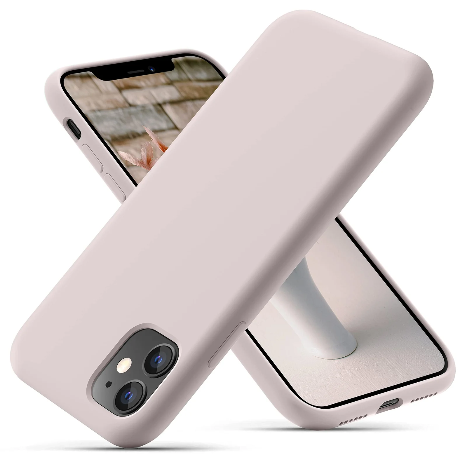 DL3 Mobilak Liquid Silicone Protective Case for iPhone 11 (6.1 Inch) with Camera Protection and Microfiber Lining - Chalk Pink