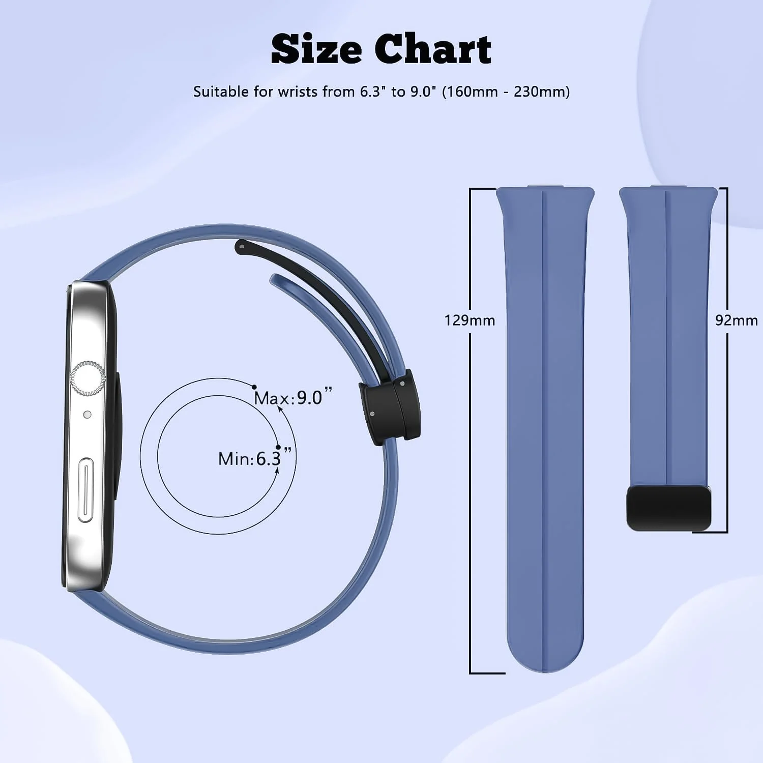 DL3 Mobilak Silicone Strap Compatible with Huawei Watch Fit 3/Watch Fit 4 Pro/Fit 4 Magnetic Metal Stainless Buckle Sport Silicone Strap, Band Quick Release Soft Replacment Wristband - Star Blue
