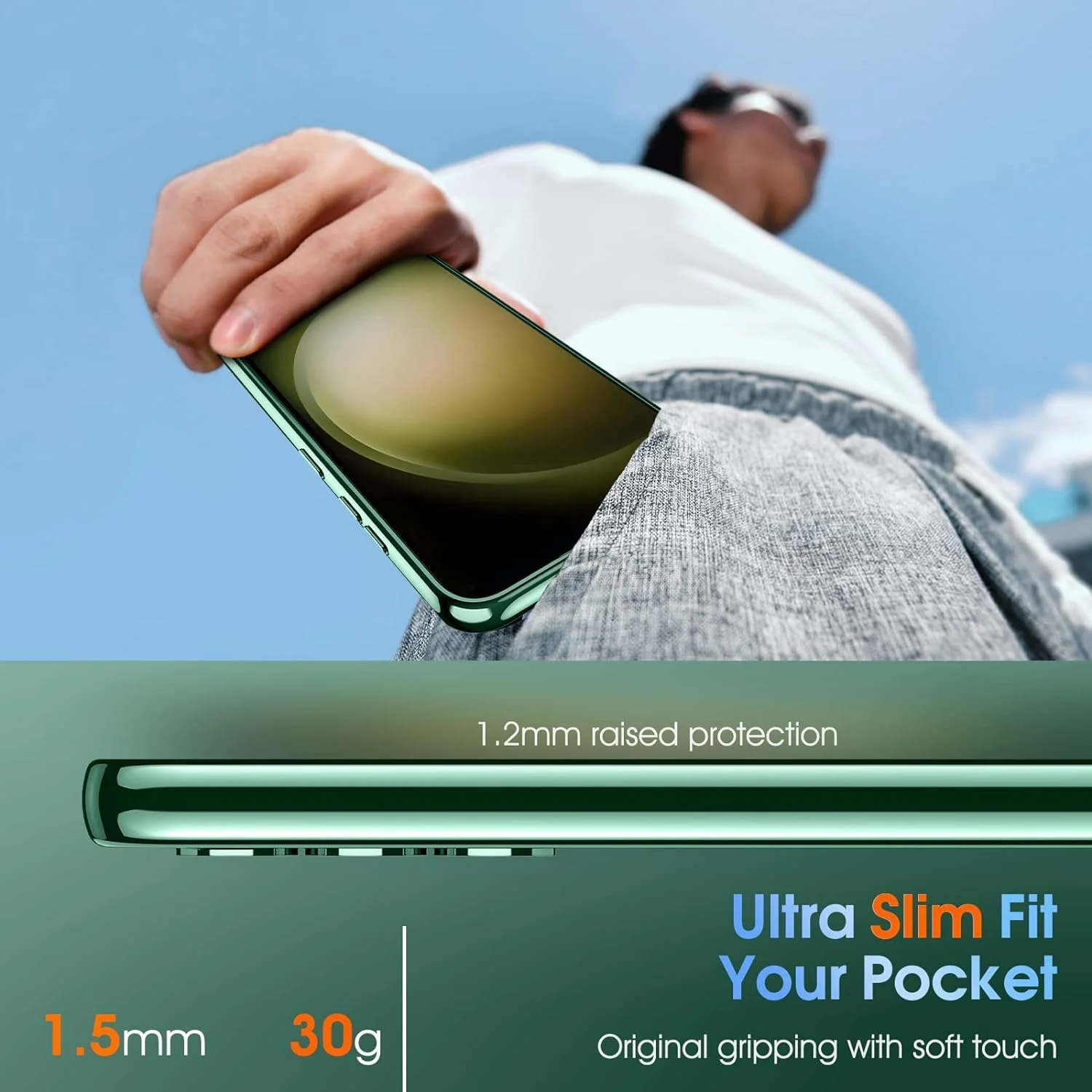 DL3 Mobilak Clear TPU Card Holder Case for Samsung Galaxy S23 FE with Camera Protection and Magnetic Car-Mount Support - Green
