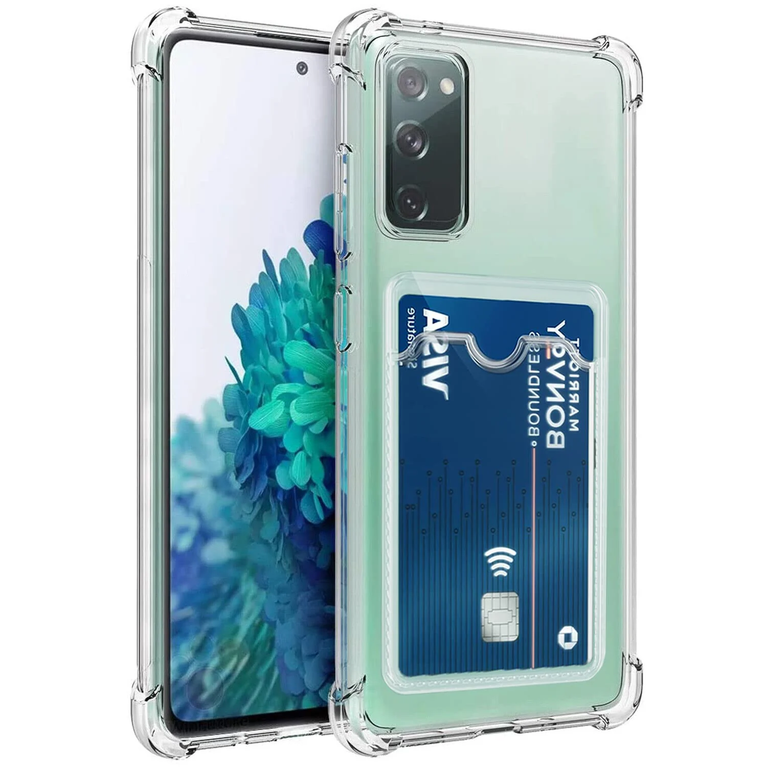 DL3 Mobilak Clear TPU Wallet Case with Card Slot and Camera Protection for Samsung Galaxy S20 FE 5G - Transparent