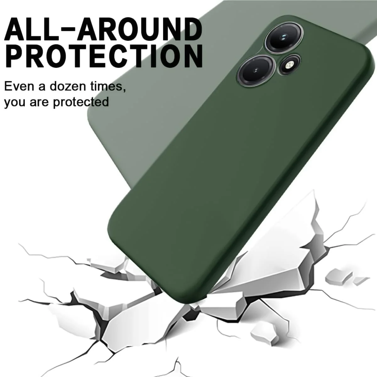 DL3 Mobilak Liquid Silicone Protective Case with Soft Microfiber Lining with Full Camera Protection for Infinix Hot 30i - Green