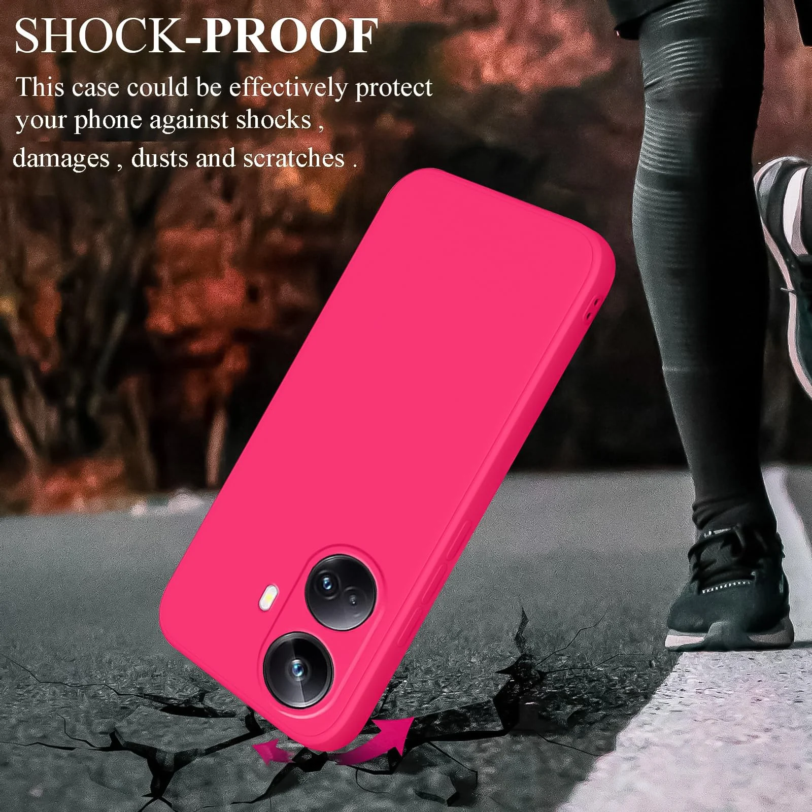DL3 Mobilak Soft Silicone Protective Case for realme 10 pro plus with Microfiber Lining and Shockproof Design - Hot Pink