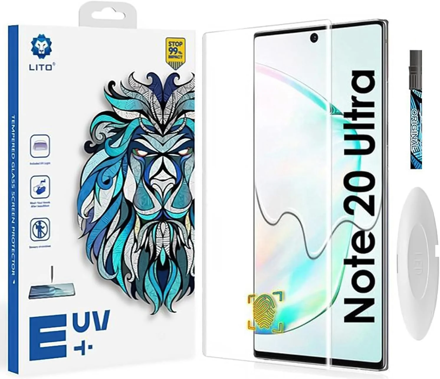 DL3 Mobilak Li-to Screen Protector Samsung Galaxy Note 20 Ultra [Liquid UV Tempered Glass] Full Screen adhesive [Sensitive Touch][Fingerprint Sensor Compatible] HD - Clear