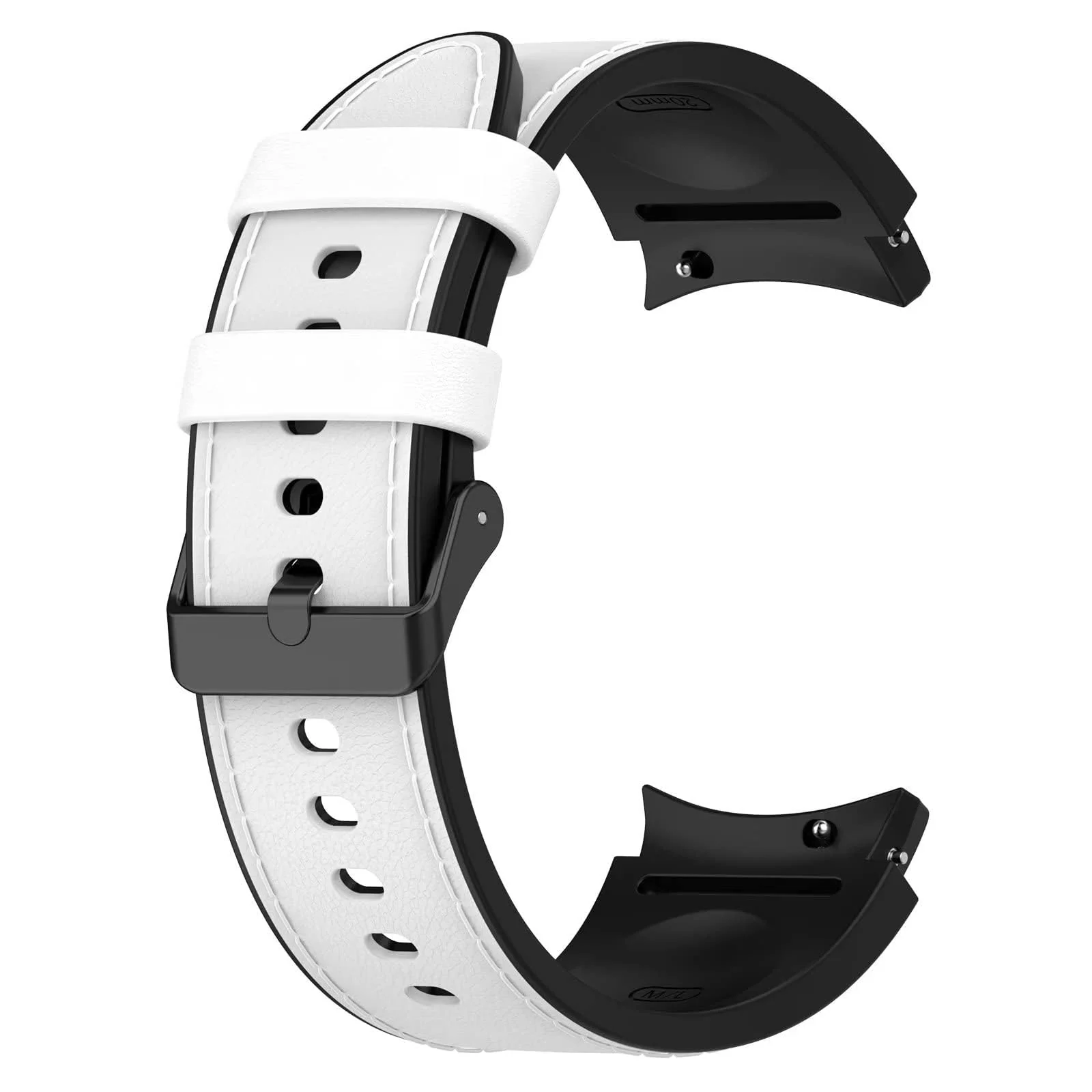 DL3 Mobilak No Gap Leather silicone Bands Compatible with Samsung Galaxy Watch 6 5 4 40mm 44mm, Galaxy Watch 5 Pro Band 45mm/ Watch 6 4 Classic Band 42mm 46mm 43mm 47mm Soft Strap - White