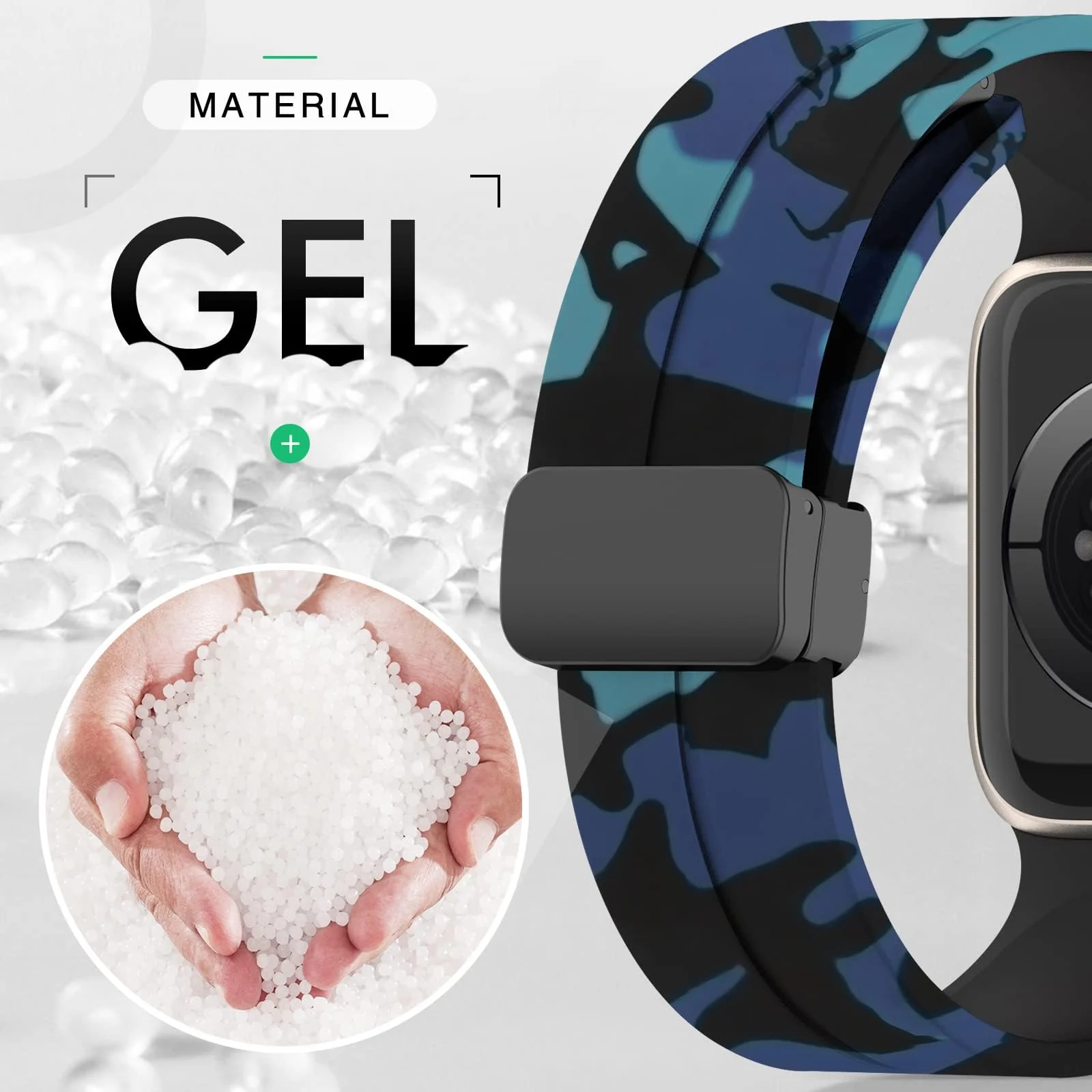 DL3 Mobilak Magnetic for Apple Watch Ultra Band 49mm 45mm 44mm 41mm 40mm 38mm 42mm, Soft Sport Silicone Strap for iwatch Series 9 8/7/6/5/4/3/2/SE/Ultra 2 (Camouflage, 38mm/40mm/41mm) - Camouflage Blue