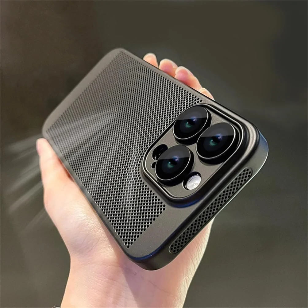 DL3 Mobilak Heat-Dissipation Hard PC Case with Built-In Camera Lens Protector for iPhone 14 Pro Max 6.7-Inch - Black