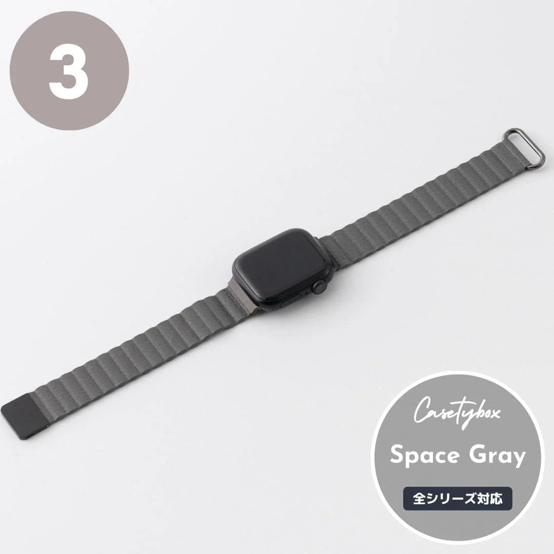 DL3 Mobilak Magnetic Closure System For Apple Watch Ultra Bands 49mm 45mm 44mm 42mm for iWatch Series 8 ultra 7 6 5 4 SE 3 2 Enhanced Adjustable Leather Strap For Men Or Women - Space Grey