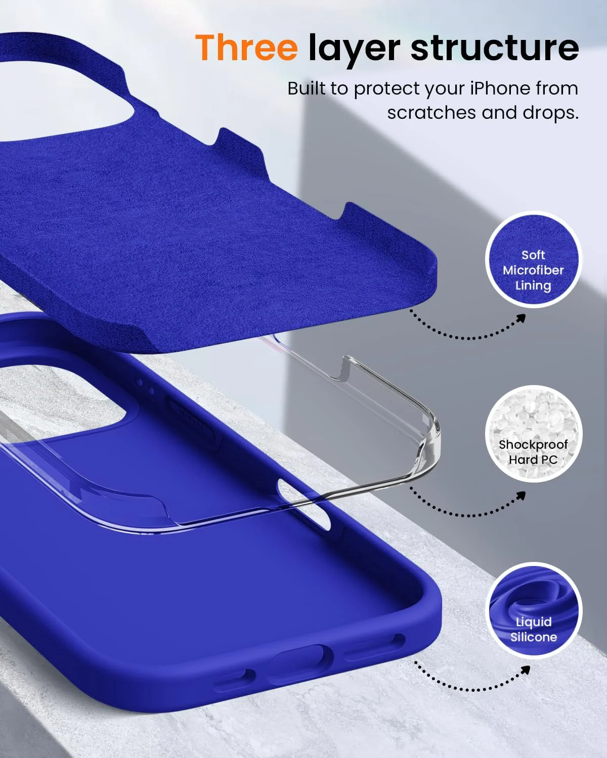 DL3 Mobilak Liquid Silicone Case for iPhone 16 Pro 6.3-inch, Supports wireless charging, Shock-absorbing protection, Scratch-resistant surface - Pepsi