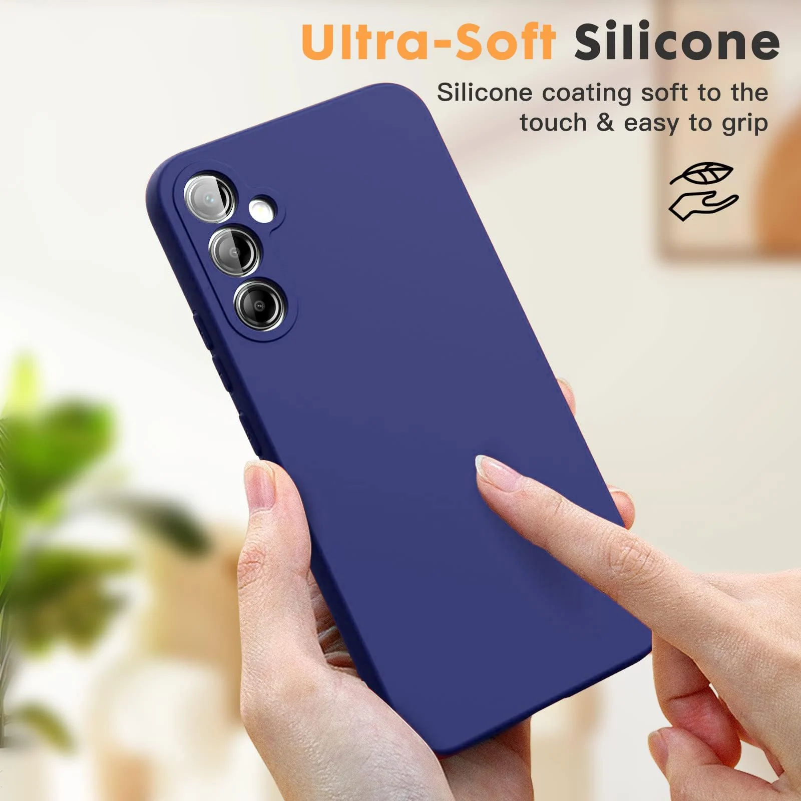 DL3 Mobilak Soft Silicone Protective Case for Samsung Galaxy A54 5G with Microfiber Lining and Shockproof Design - Blue