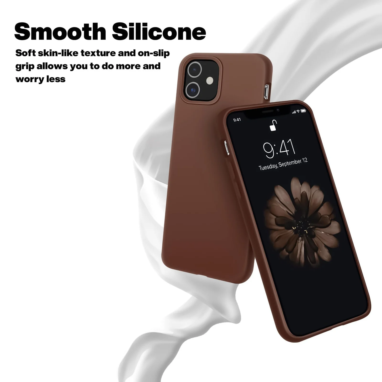 DL3 Mobilak Liquid Silicone Protective Case for iPhone 11 (6.1 Inch) with Camera Protection and Microfiber Lining - Brown
