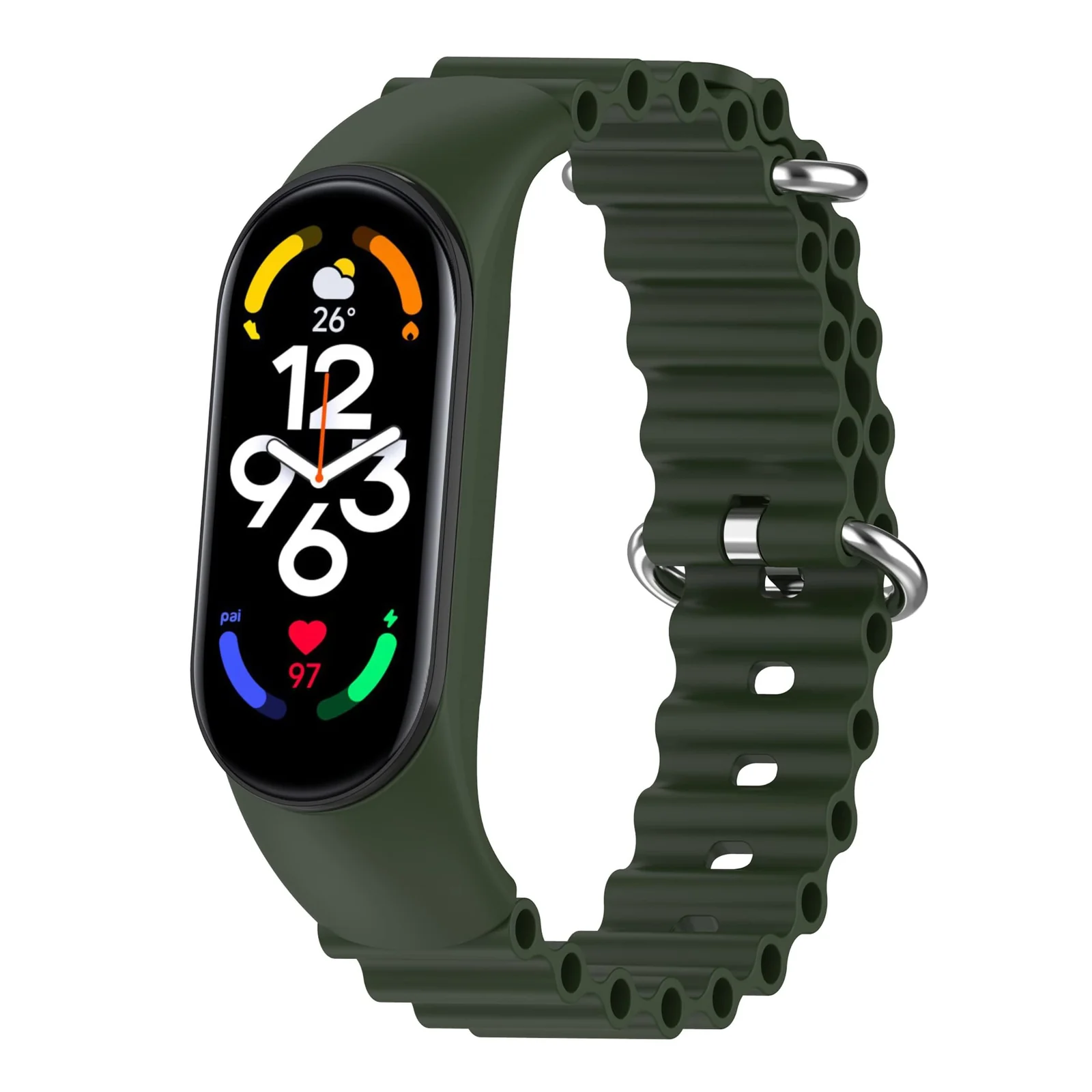 Dl3 Mobilak Ocean Band for Xiaomi Mi Band 7/Mi Band 6/Mi Band 5/Mi Band 4/Mi Band 3,Adjustable Silicone Stretchy Sport Strap Women Men Replacement Wristband (Green)