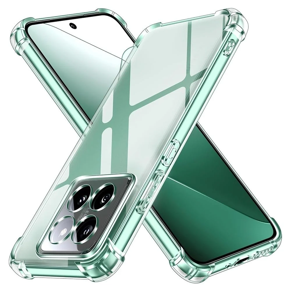 DL3 Mobilak Case Compatible with Xiaomi 14 pro, Cover Silicone Transparen t TPU Gorilla Anti-shock Protector Camera Shockproof Corners - Clear