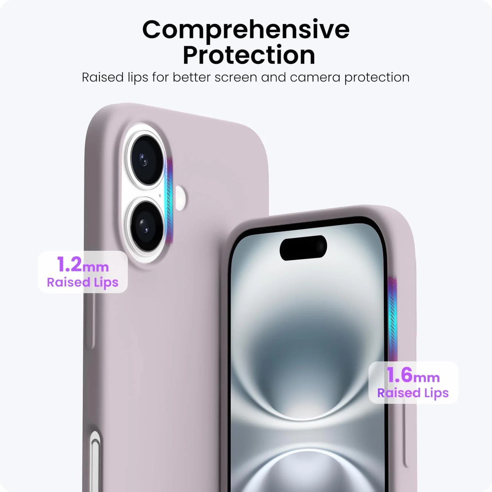 DL3 Mobilak Liquid Silicone Protective Case with Soft Microfiber Lining for iPhone 16 - Lavender Pink