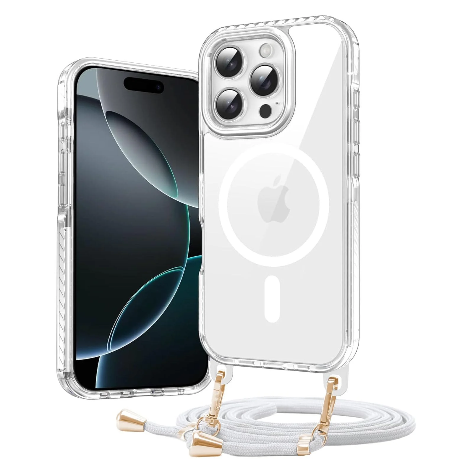 DL3 Mobilak Rugged Protective Case for iPhone 16 Pro Max, Compatible with MagSafe accessories, Supports wireless charging, Shock-absorbing protection - White