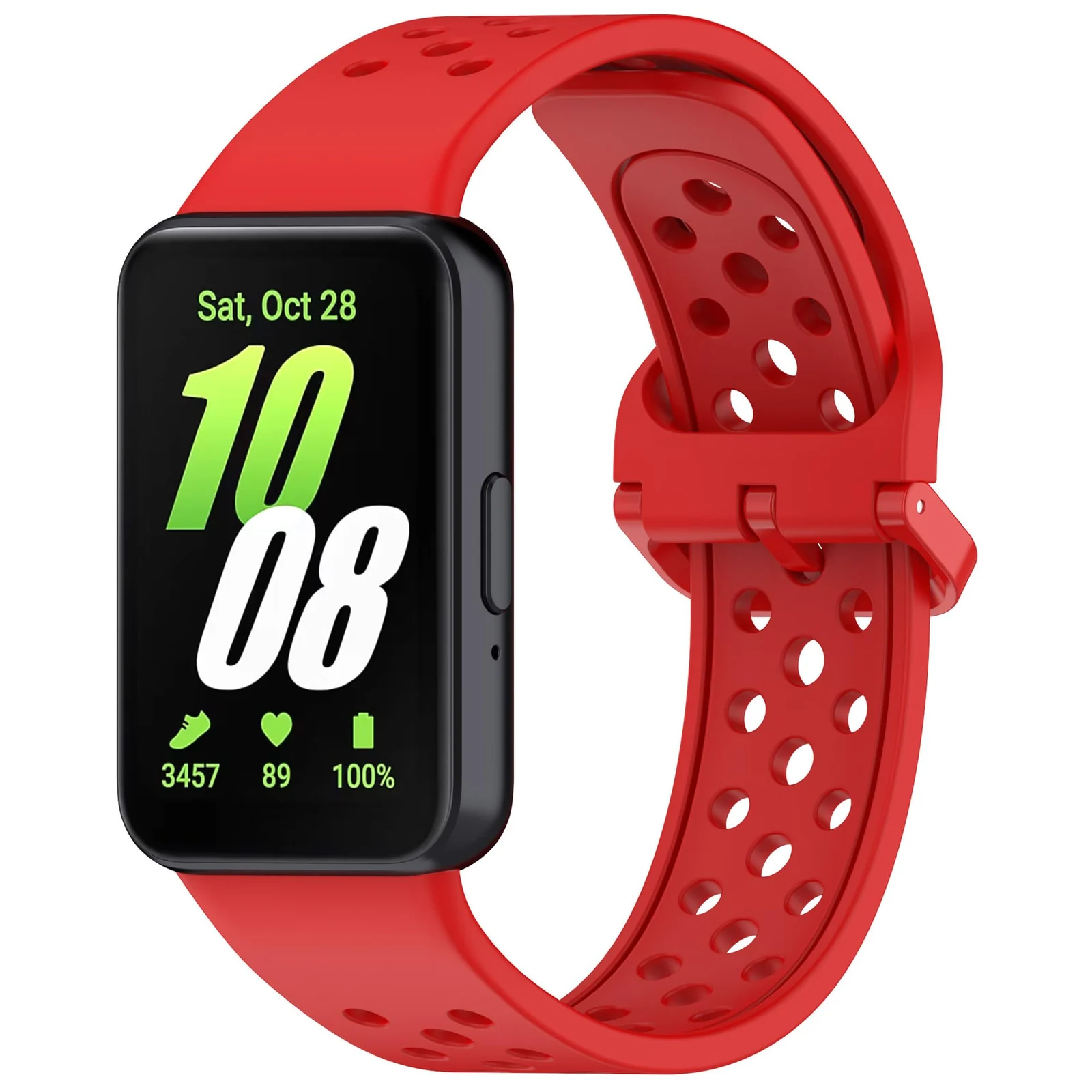 DL3 Mobilak Strap for Samsung Galaxy Fit 3 SM-R390, Women Men Armband, Two Colours Silicone Adjustable Replacement Soft Strap for Samsung Galaxy Fit 3 SM-R390 Fitness Tracker - Red